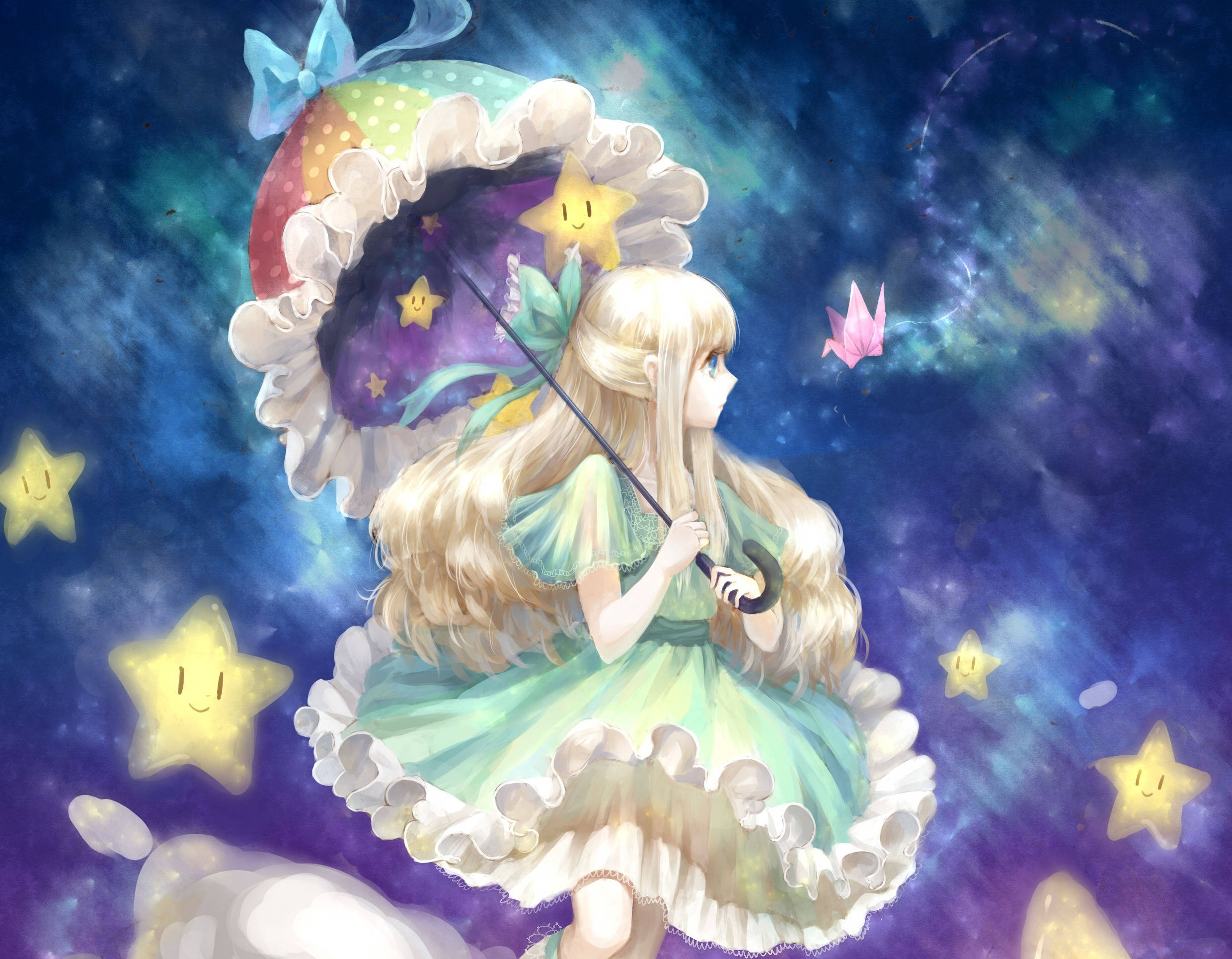 Fortryllende animepige i roligt miljø Wallpapers