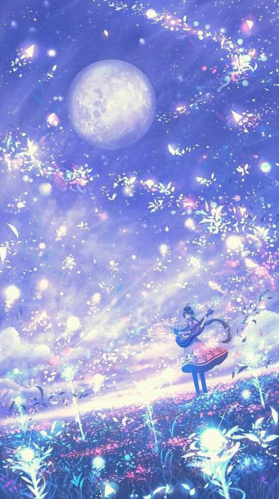 Fortryllende anime-landskab med kirsebærblomster Wallpapers