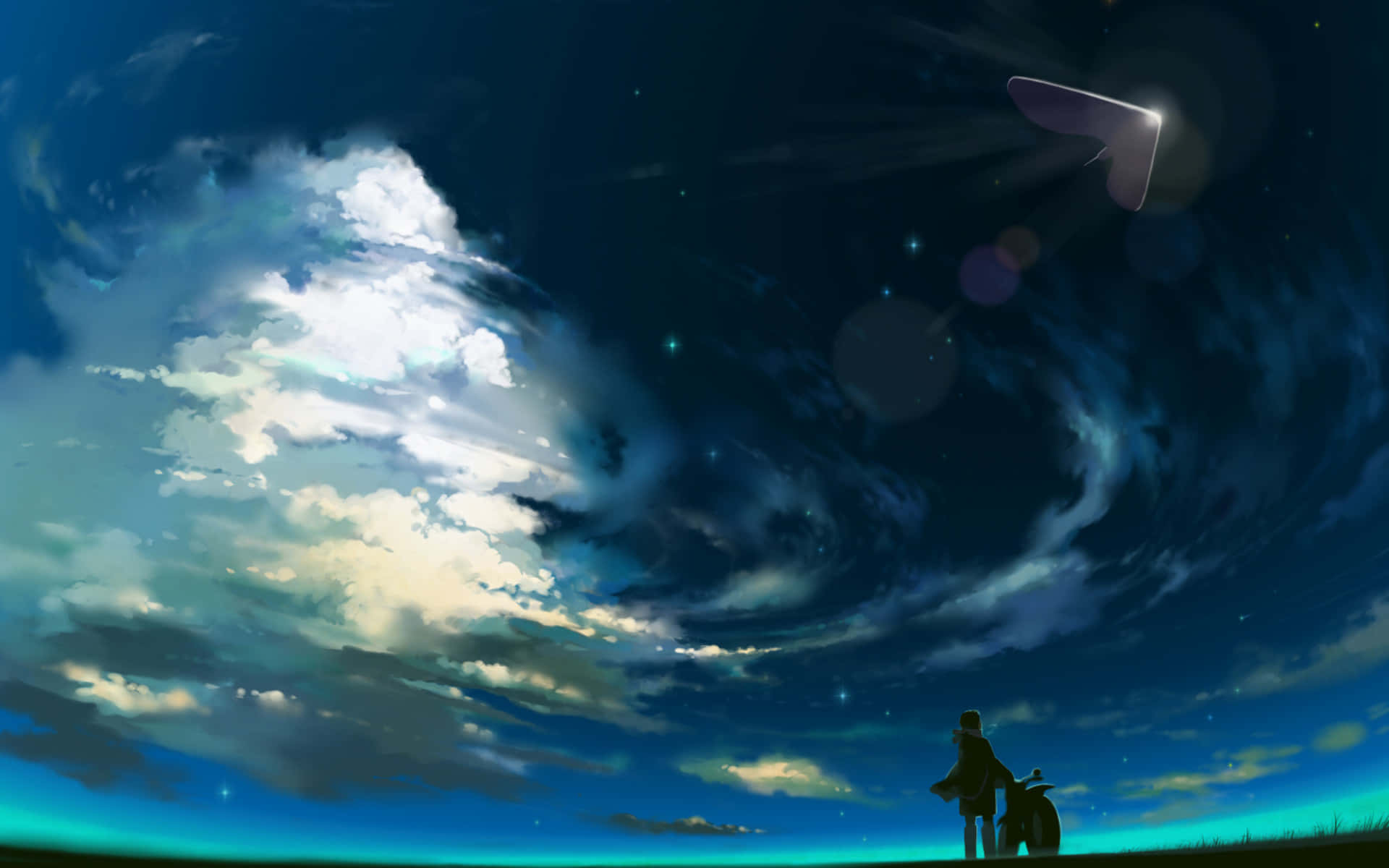 Fortryllende anime-verden under stjernerne Wallpapers