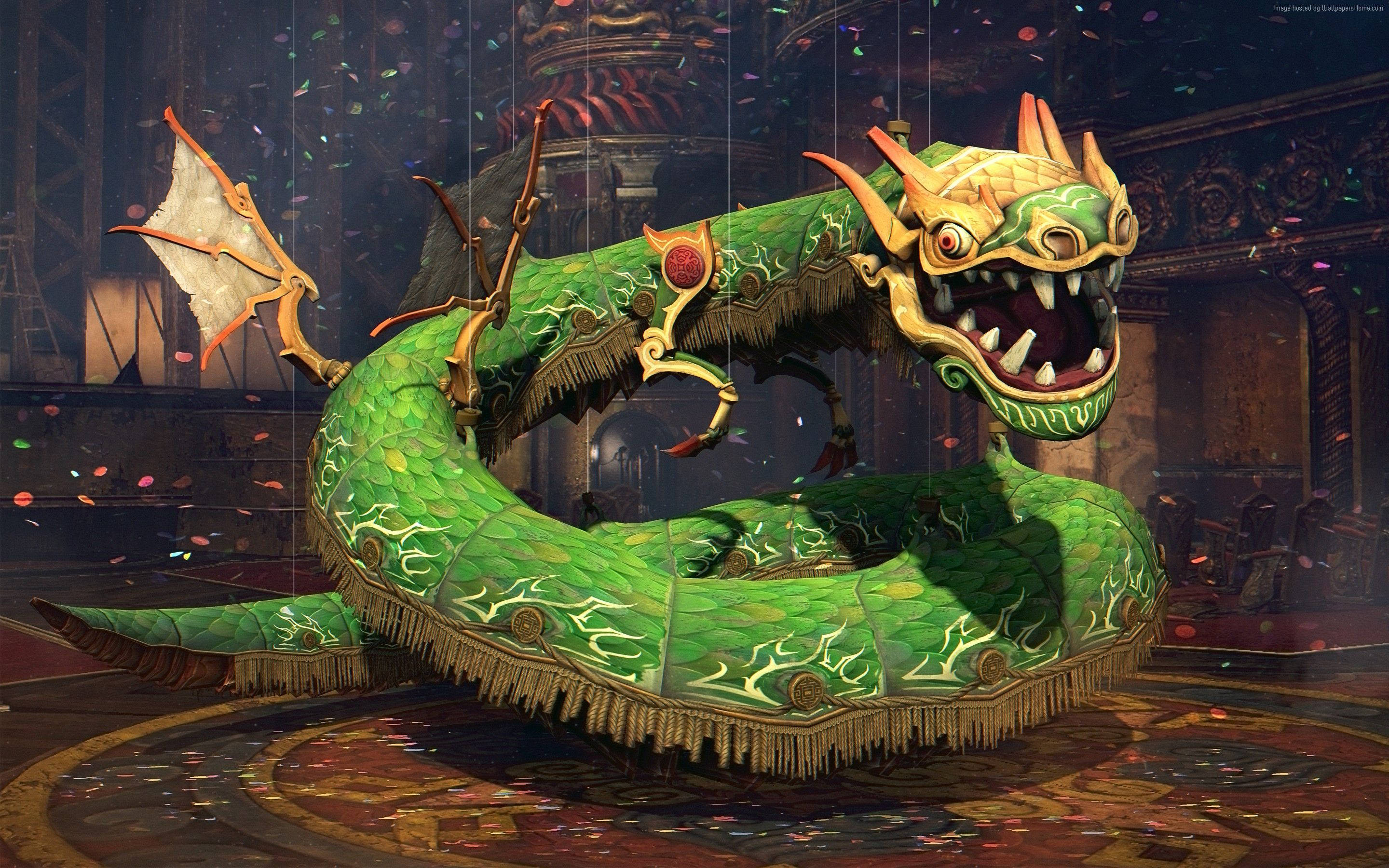 Fortryllende jadegrøn japansk drage pryder pc-skærm Wallpapers