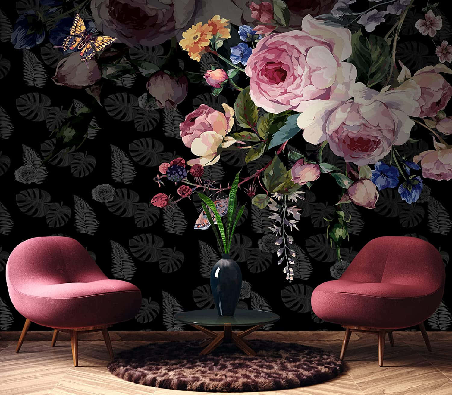 Fortryllende mørk blomsterbaggrund Wallpapers