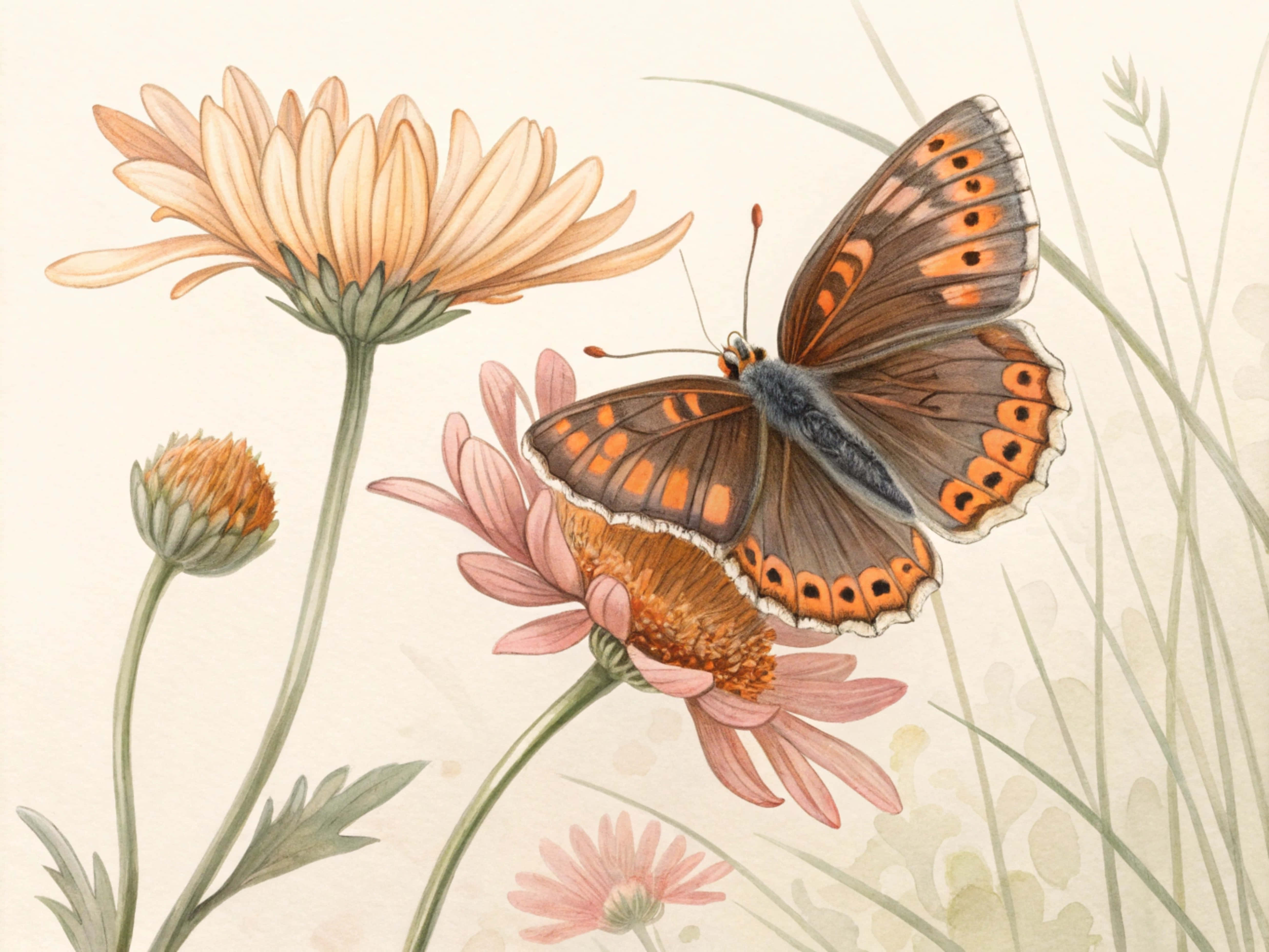Fortryllende nærbillede af en brun argus-sommerfugl i flugt Wallpapers