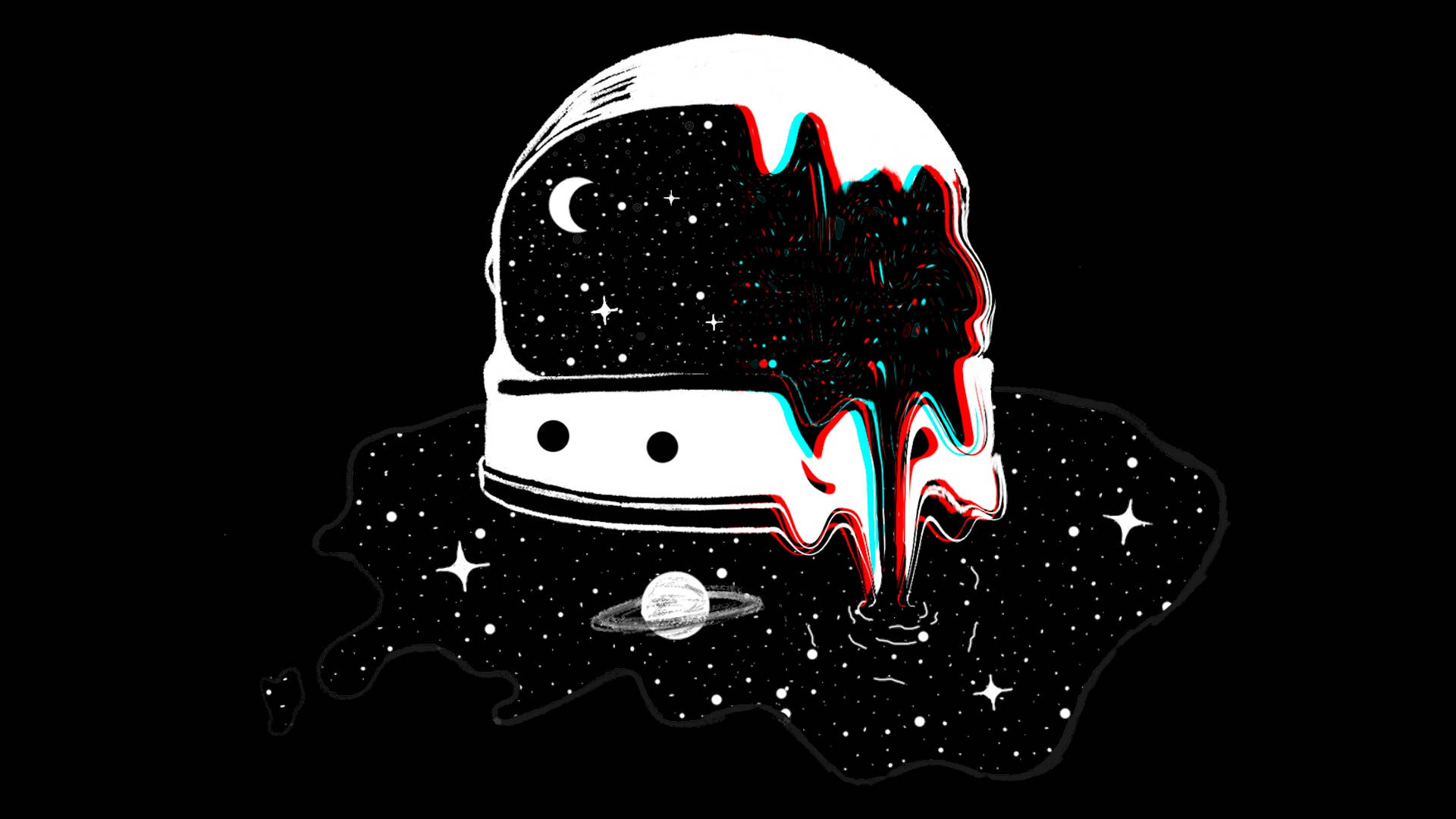 Forvrænget astronauthjelm trippy æstetik Wallpapers
