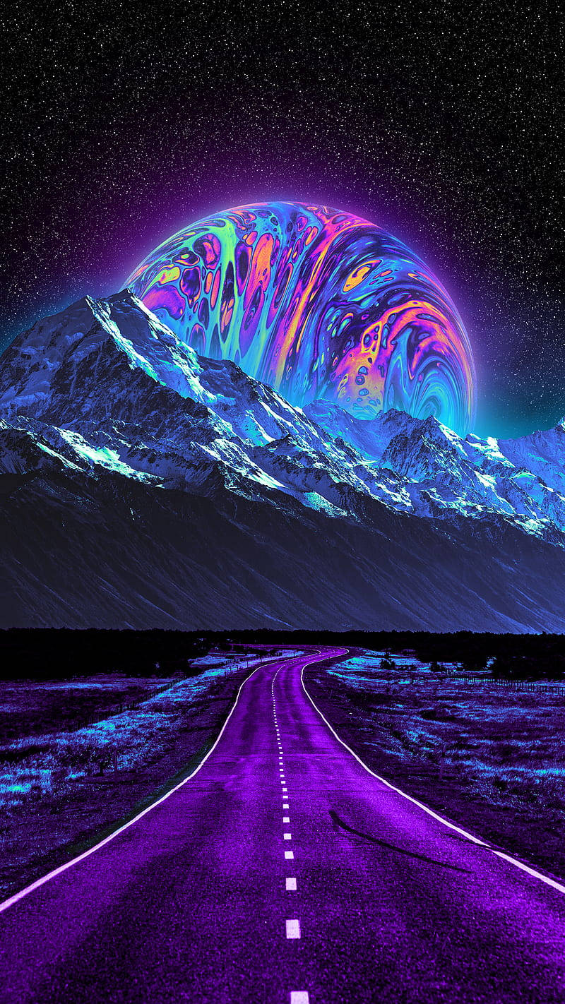 Fosforescerende neonlys måne Wallpapers