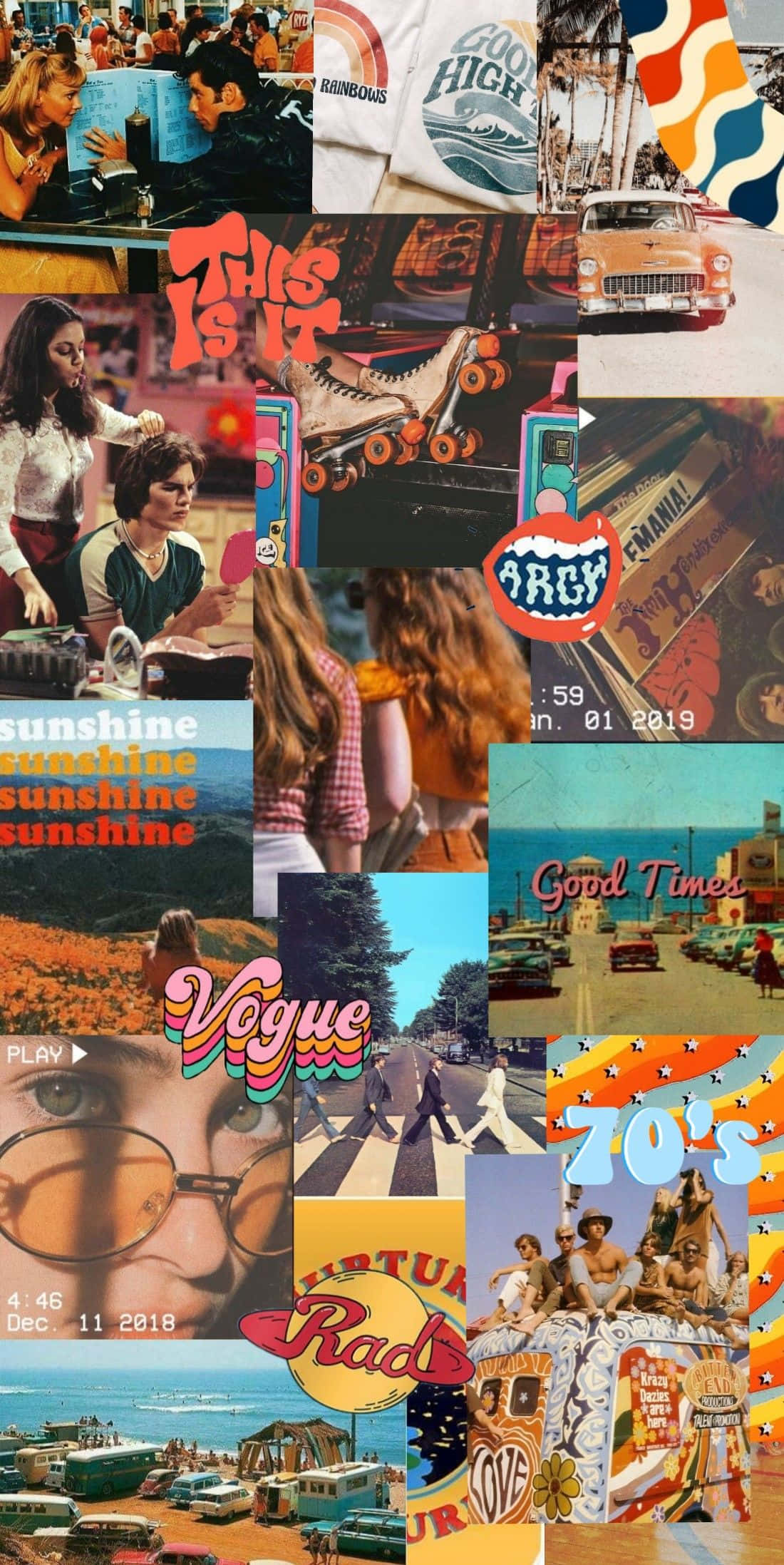 Fotocollage Æstetisk 70'er-baggrund til skrivebord Wallpapers