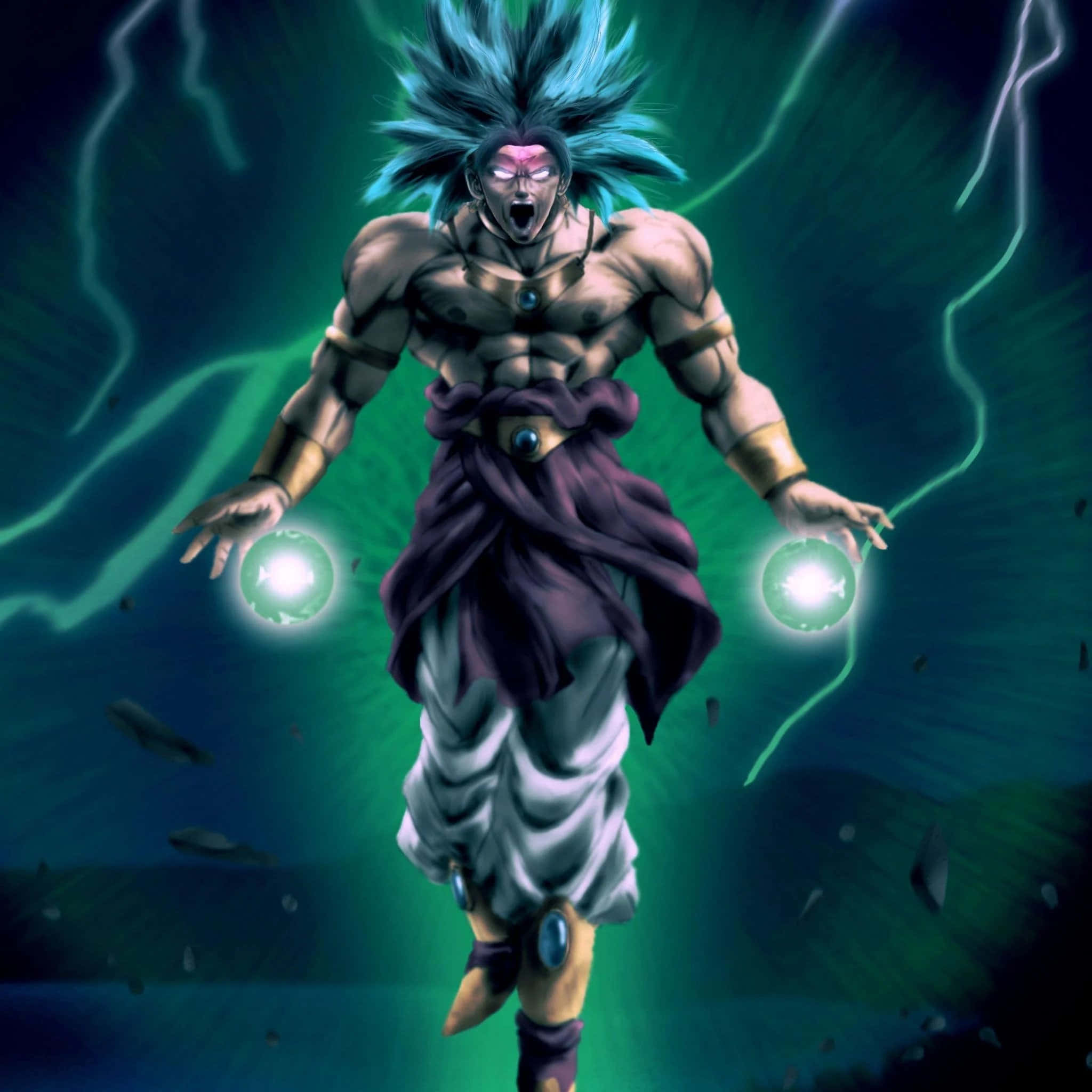 Fra den legendariske film Dragon Ball Super Broly, et glimt af Super Saiyan Blue Goku midt i kamp. Wallpapers