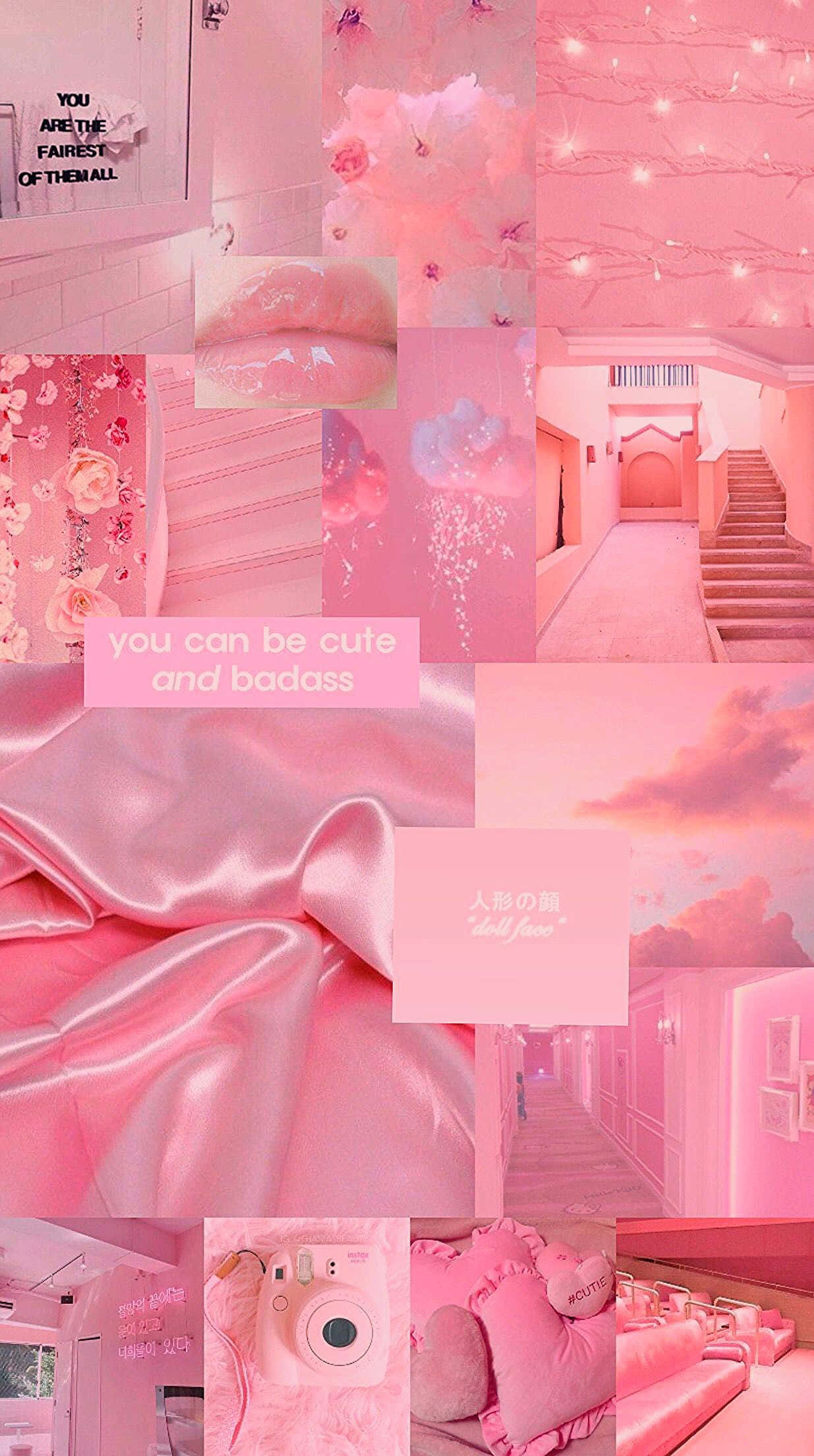 Fredfyldt pastelrosa drømmelandskab Wallpapers