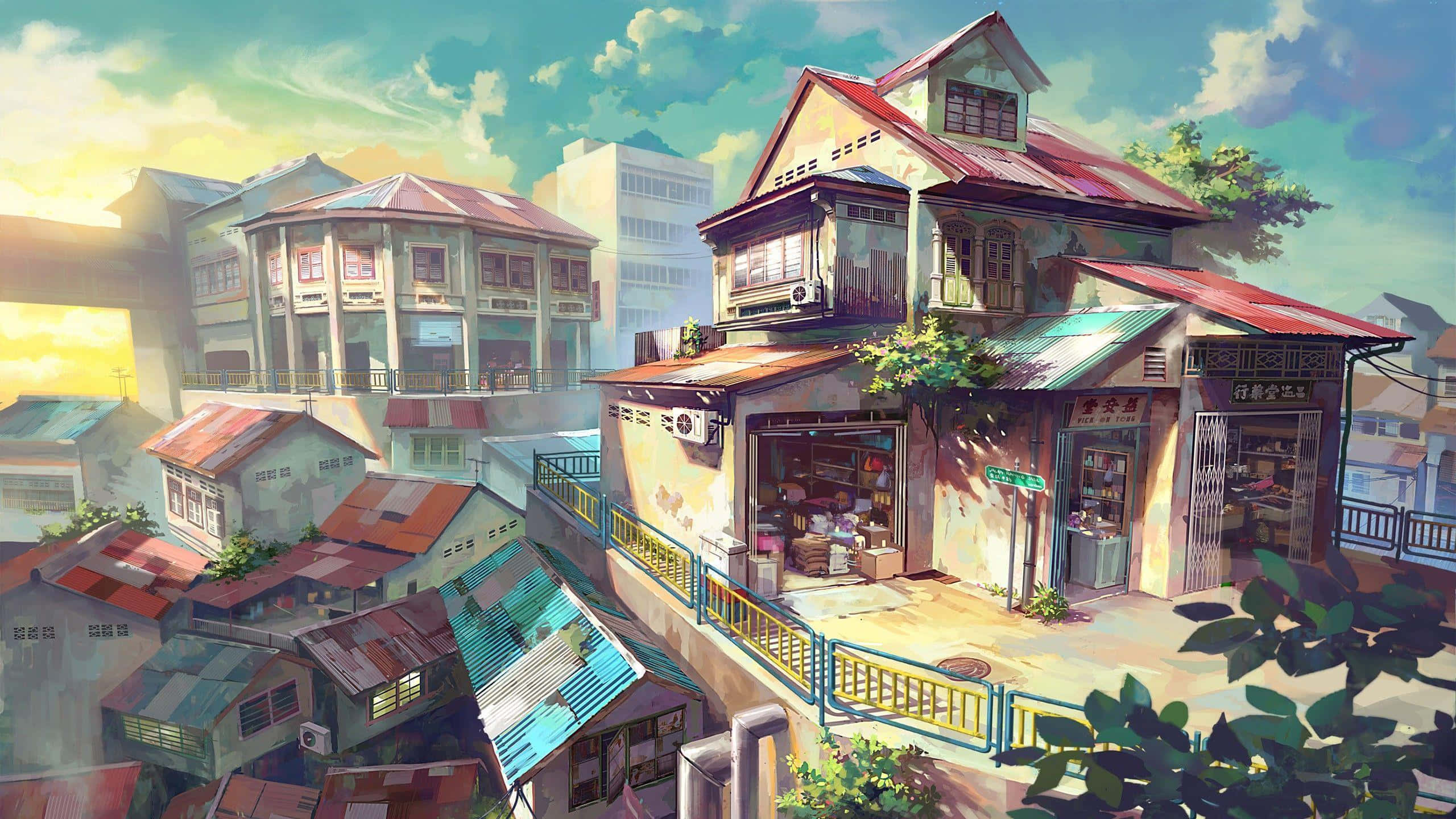 Fredfyldt sceneri fra Anime Landscape Wallpapers