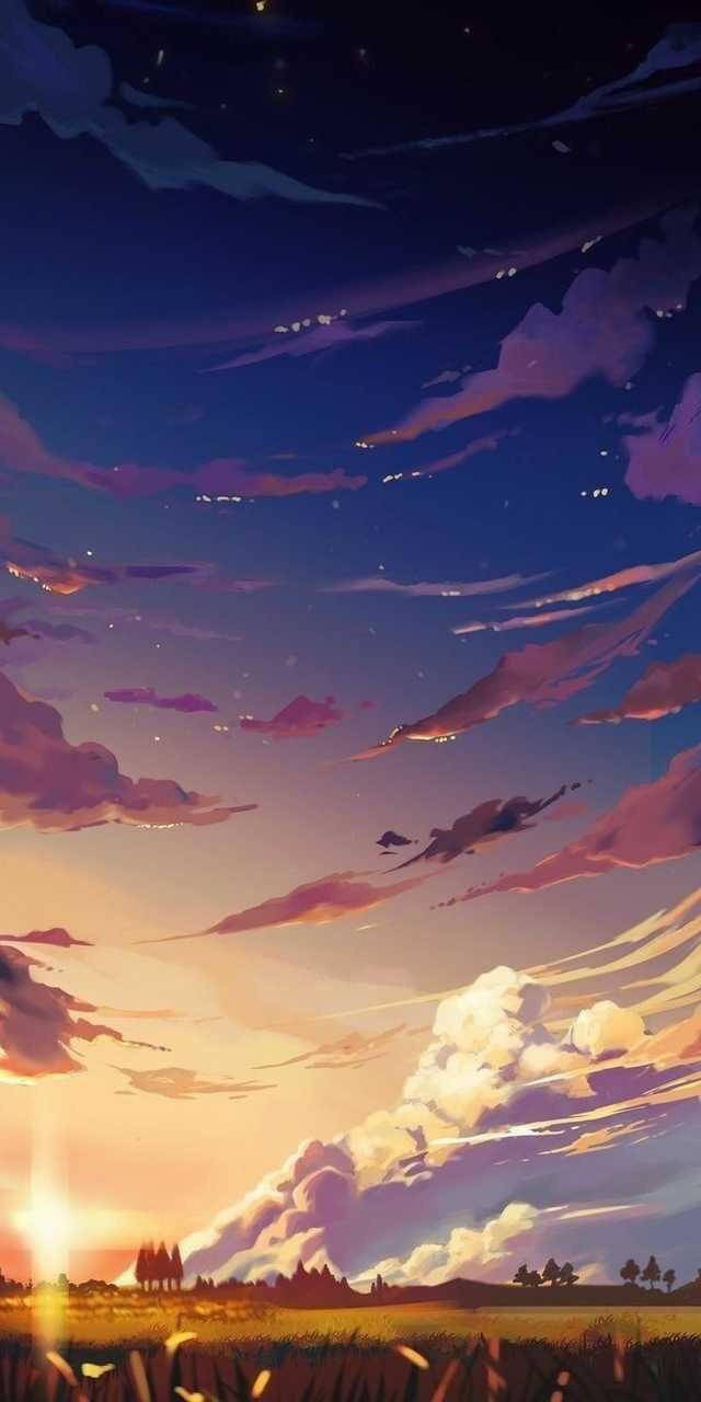 Fredfyldt æstetisk anime-himmel Wallpapers