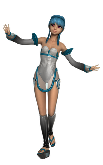Fremtidsinspireret animefigur med blåt hår Wallpapers