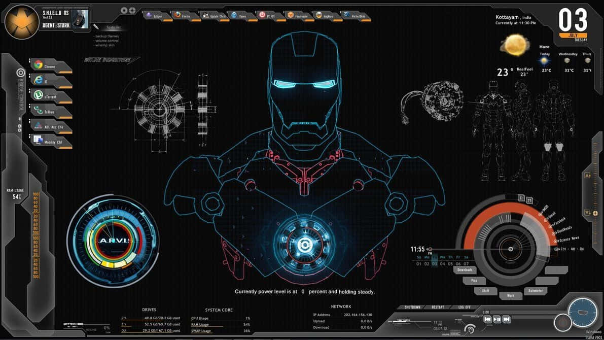 Fremtidssikret Iron Man Jarvis skrivebordsinterface Wallpapers
