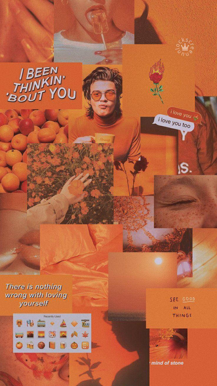 Frodig pastelorange æstetisk collage Wallpapers