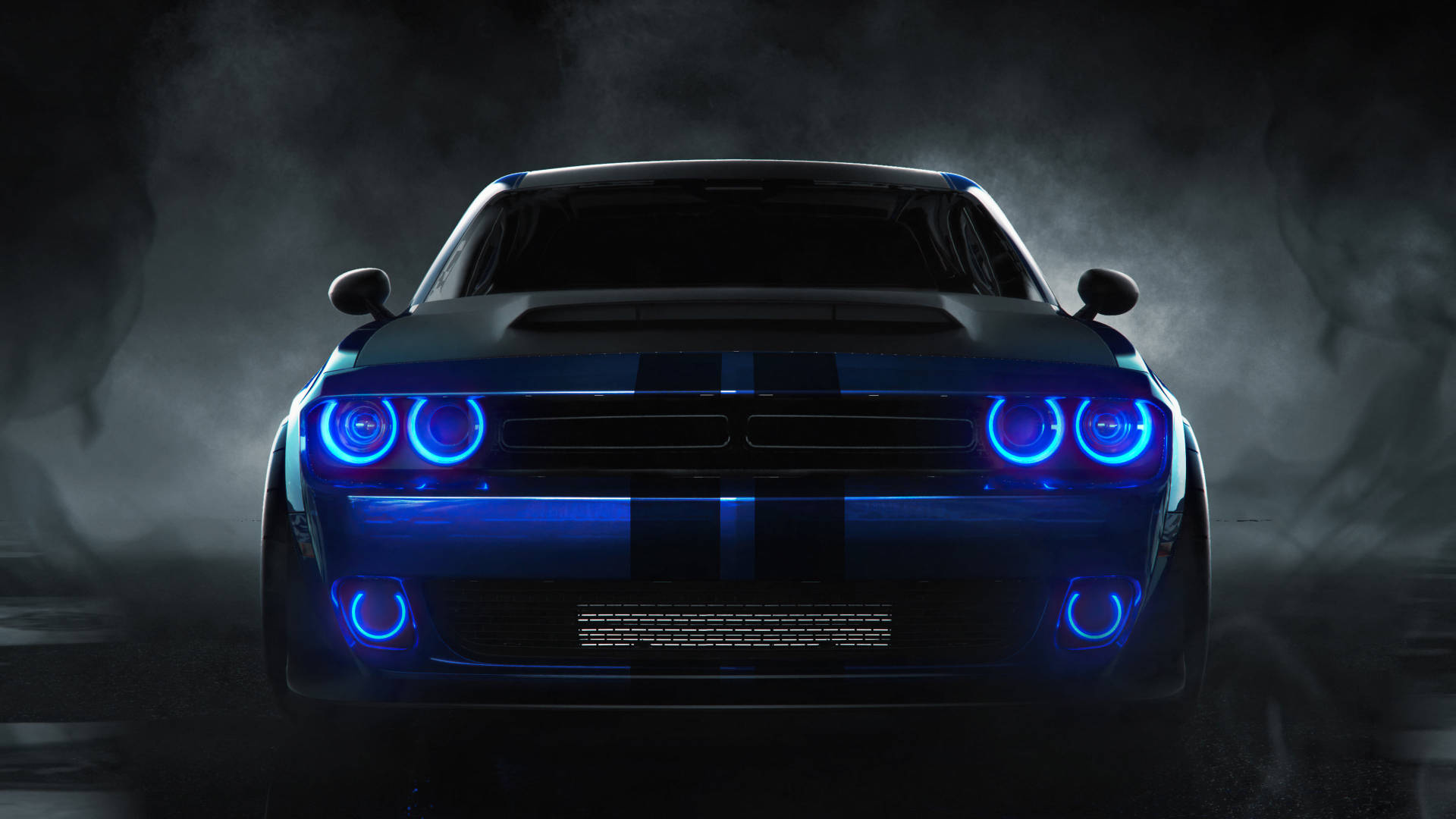 Front 2018 Blå Dodge Challenger — Biler Wallpapers
