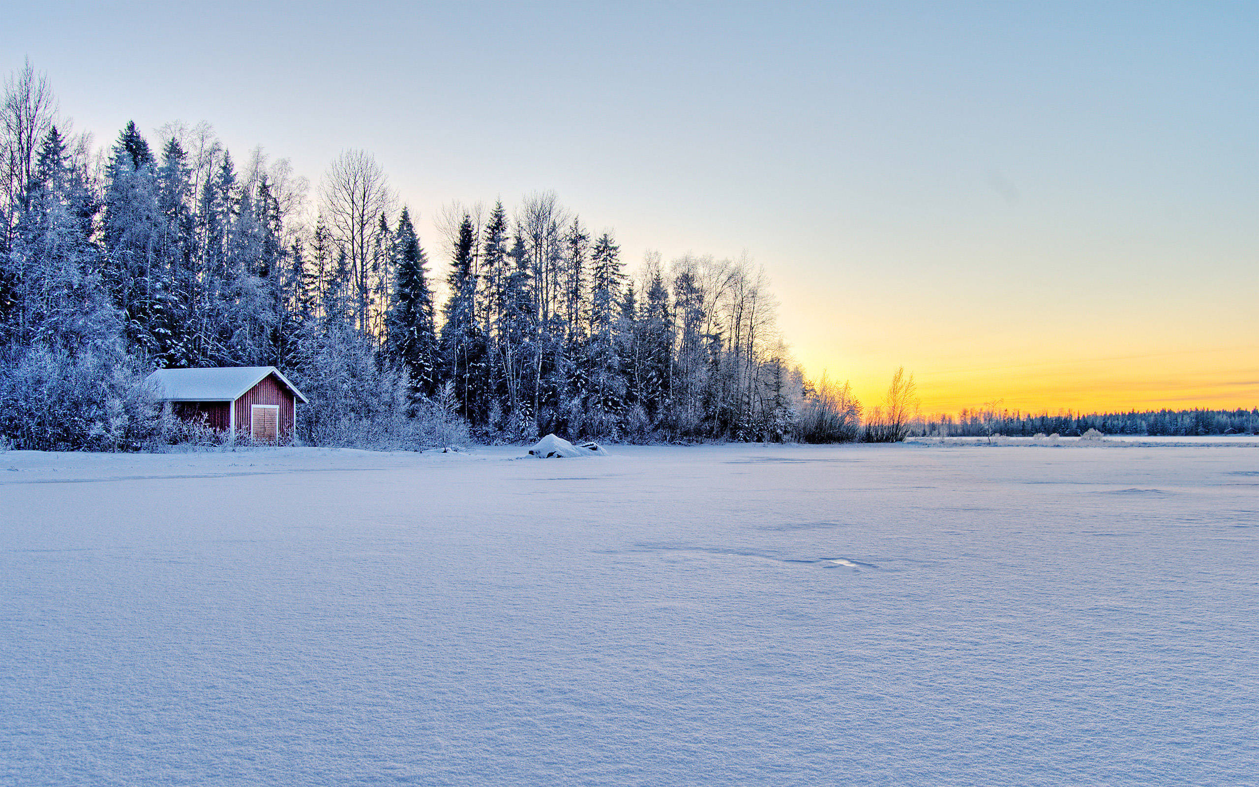 Frossen sø i kold vinter Wallpapers