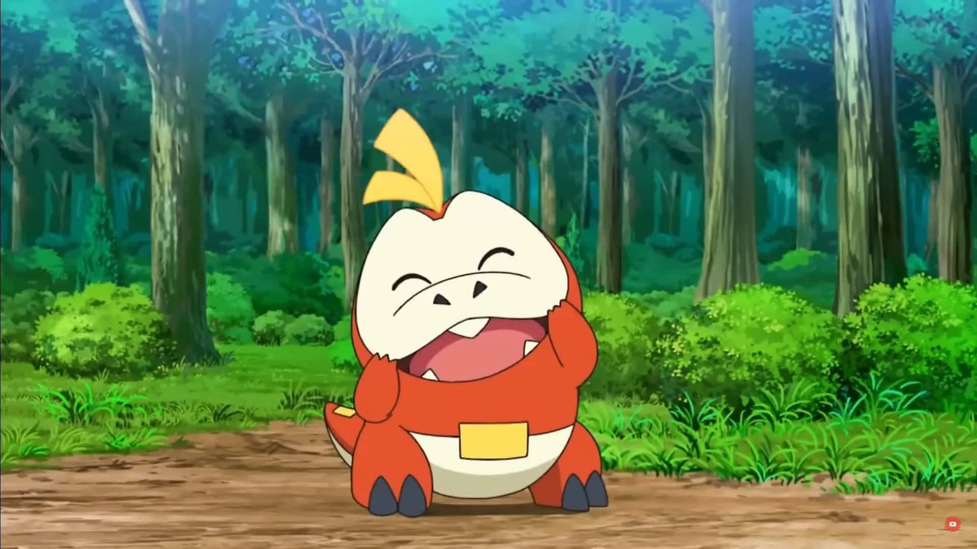 Fuecoco Pokemon med naturbaggrund Wallpapers