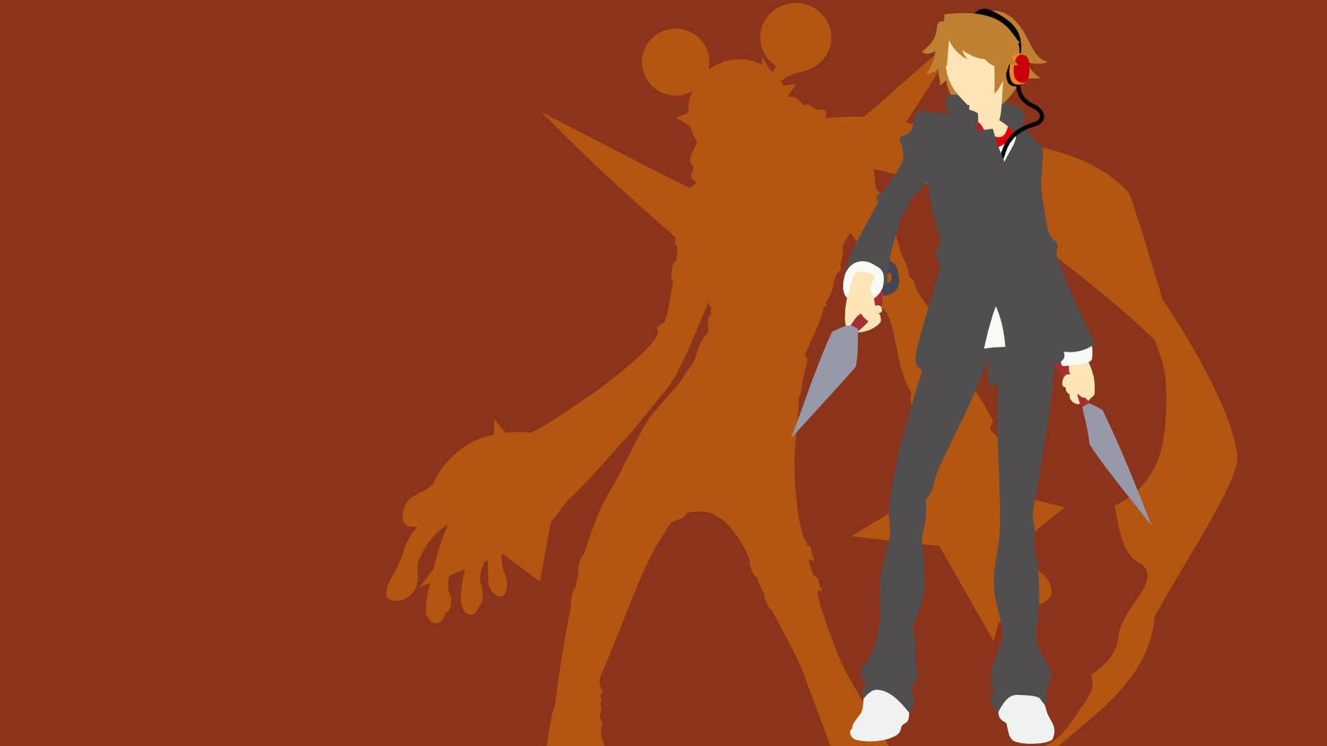 Fyr med orange hår minimalistisk anime Wallpapers