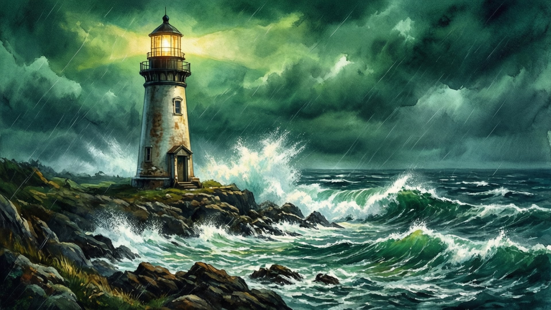 Fyrtårn Grøn Storm Wallpapers