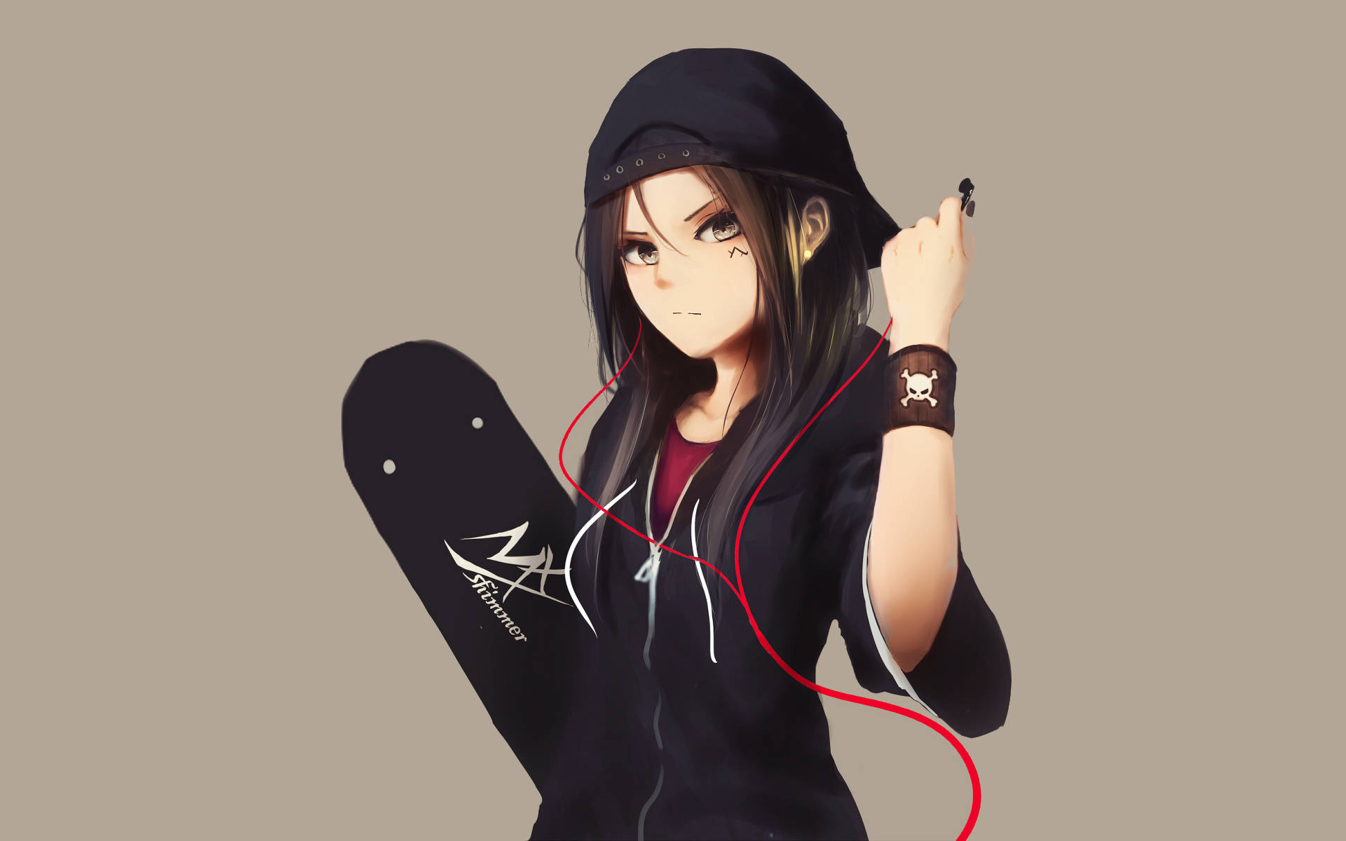 Gådefuld animepige i hættetrøje Wallpapers