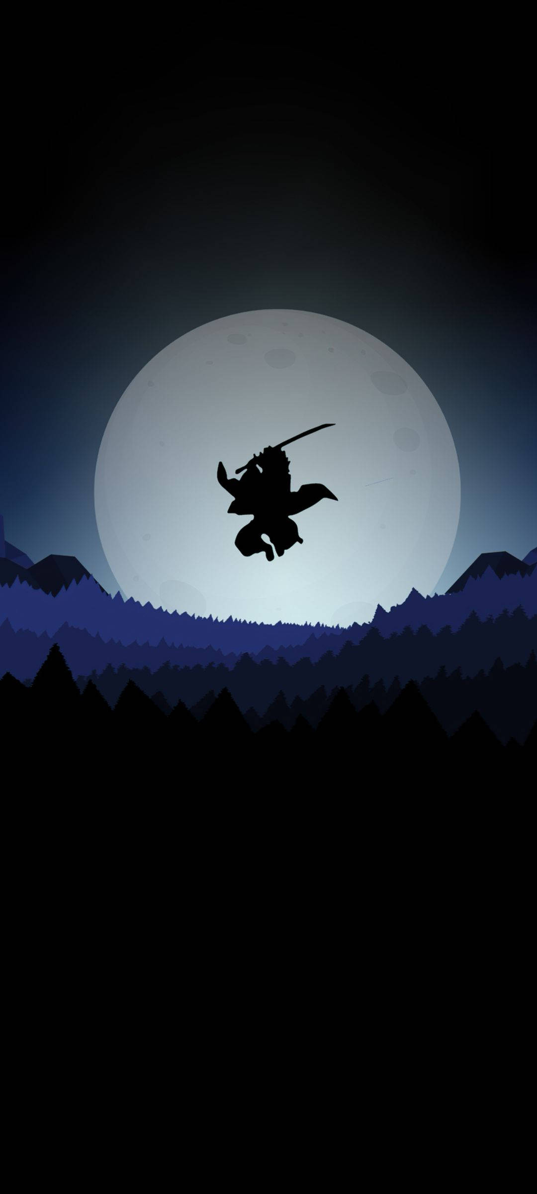 Gådefuld Ninja Under Måneskinnet - Cool Anime Telefonbaggrund Wallpapers