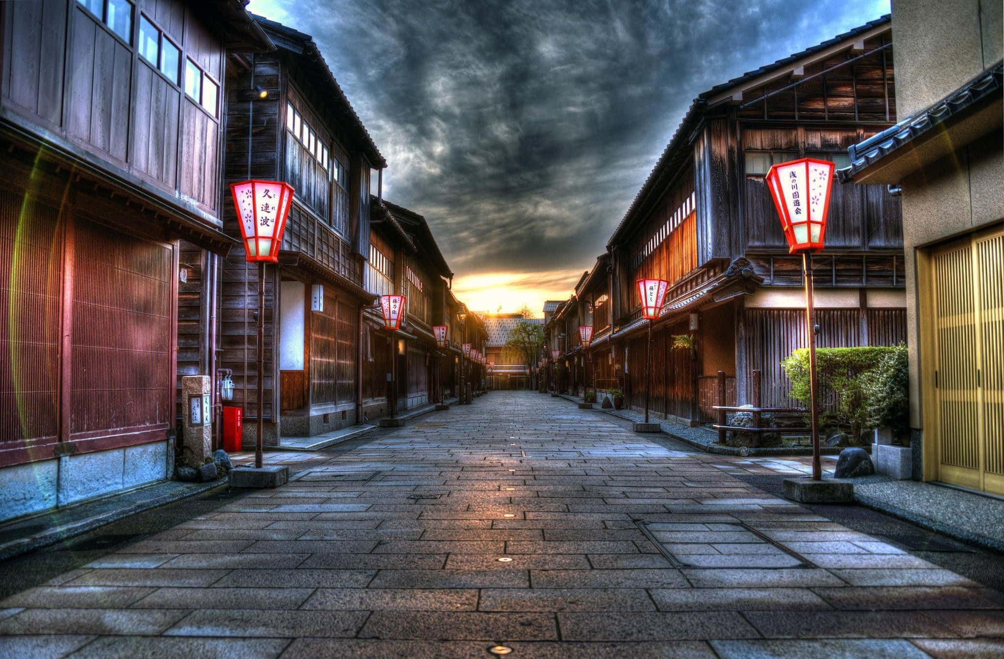 Gadelamper på vej i Japan Wallpapers