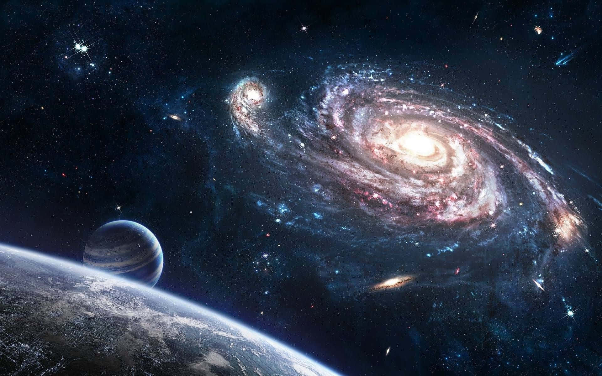 Galakse baggrund med planet Wallpapers