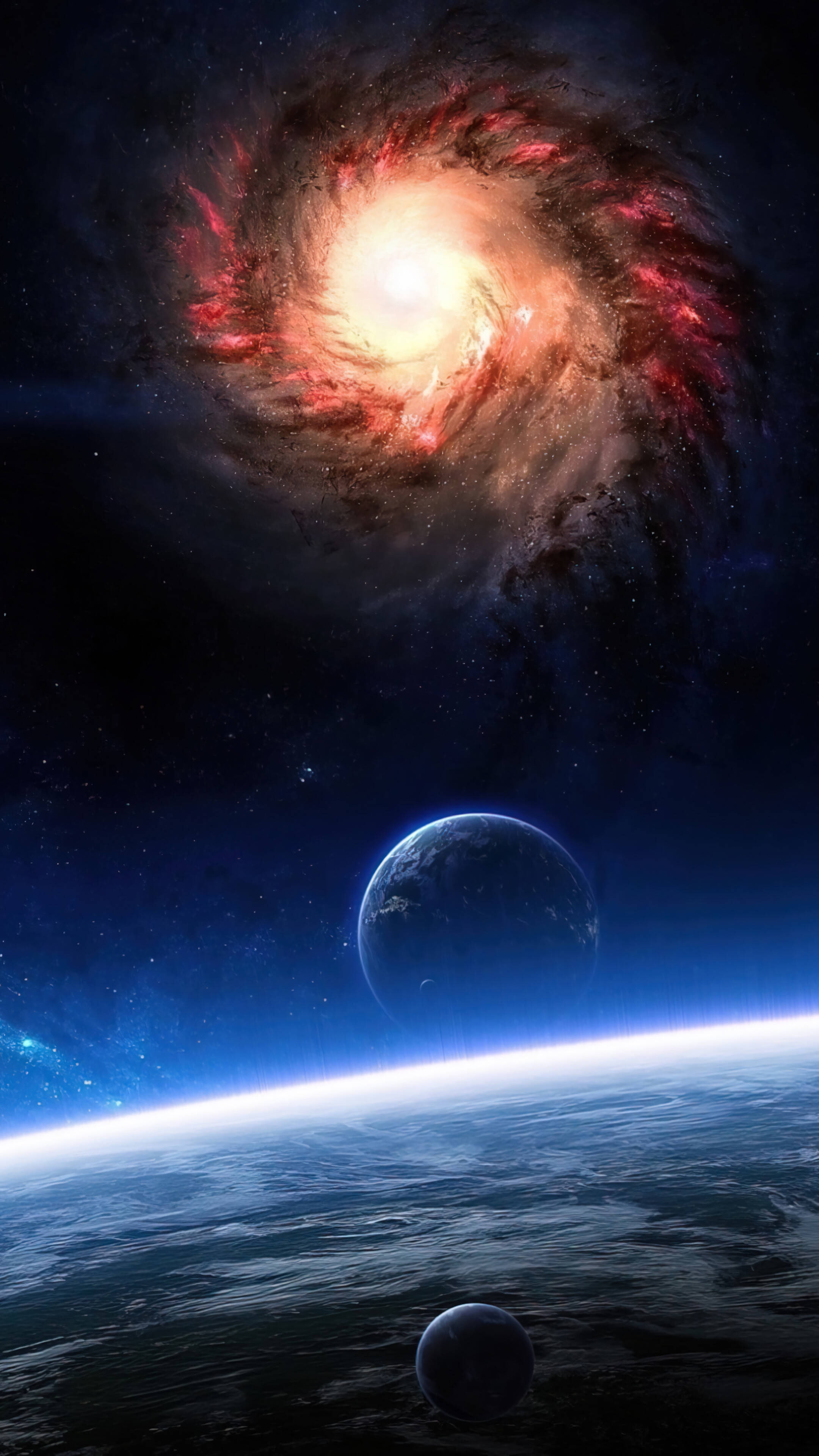 Galakse med planeter i rummet 4K telefon Wallpapers