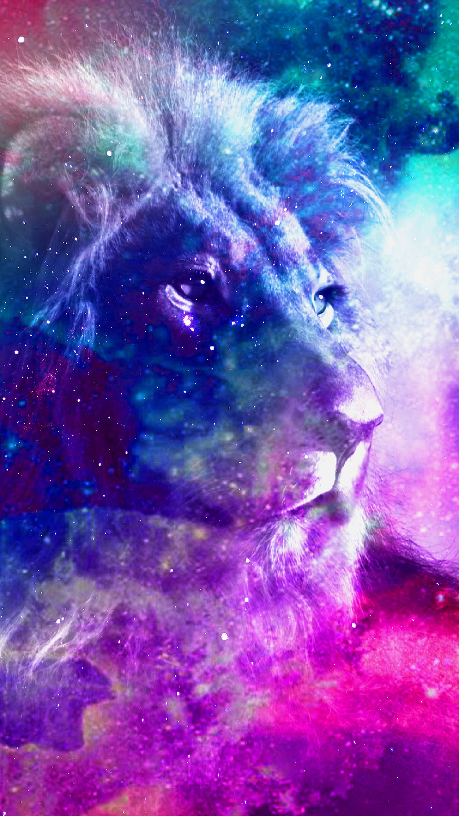 Galakseløve i blå og magenta Wallpapers