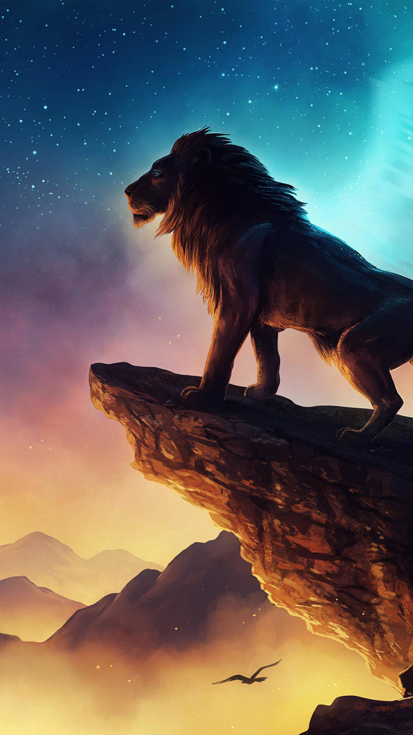 Galakseløve på klippe Wallpapers