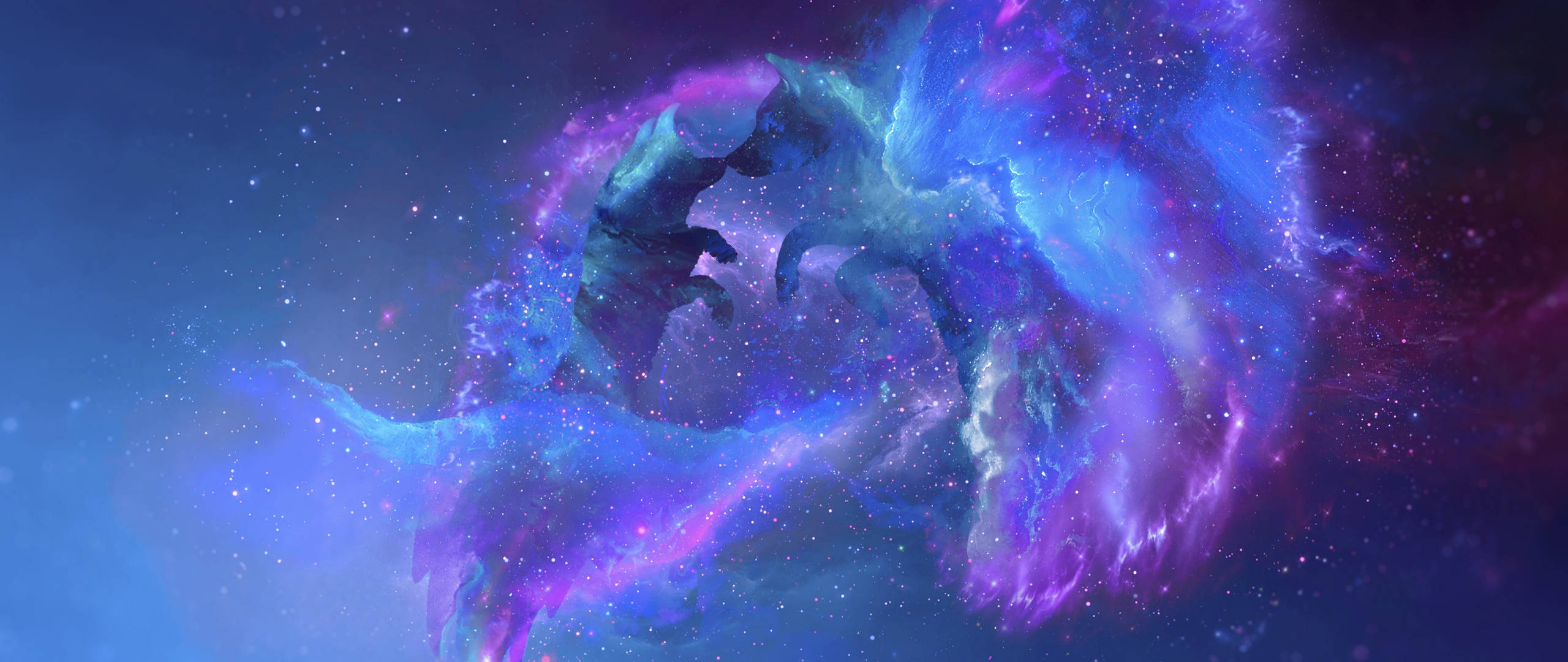 Galaktiske ulve med stjernesilhuetter Wallpapers