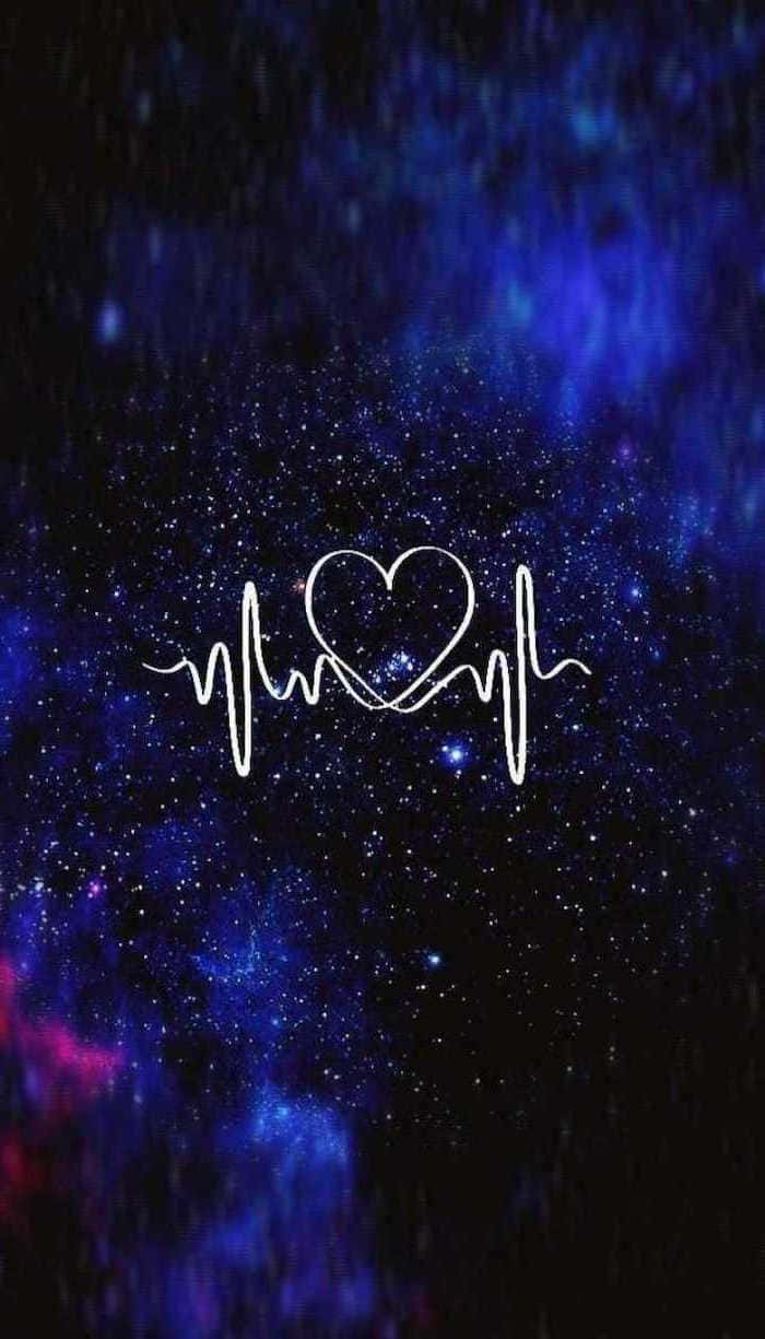 Galaxy Blue Aesthetic med et hjerte Wallpapers