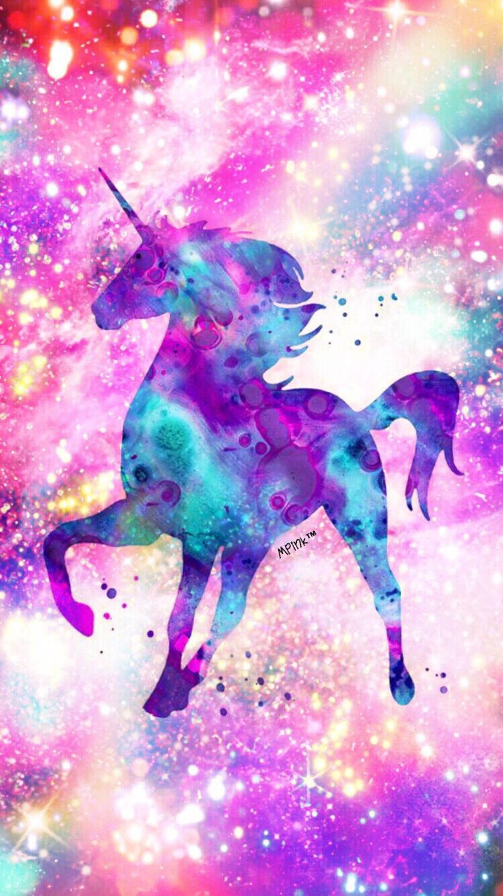Galaxy Enhjørning På Glitter Baggrund Wallpapers