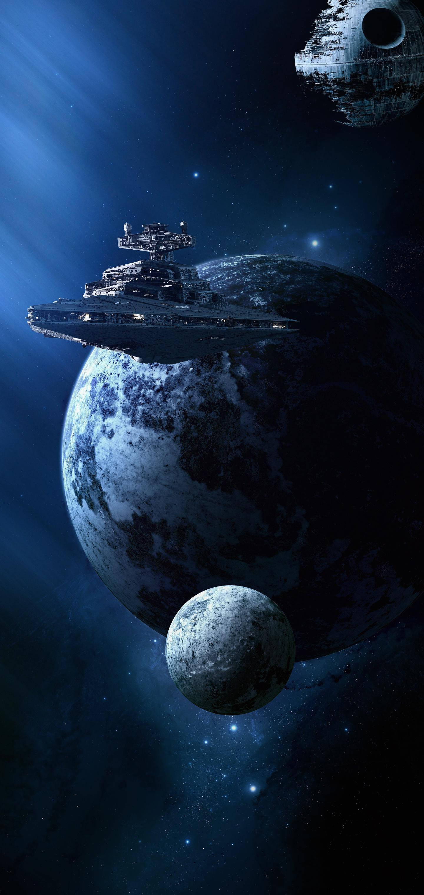 Galaxy S10 Fantastisk Jord og Rumskib Wallpapers
