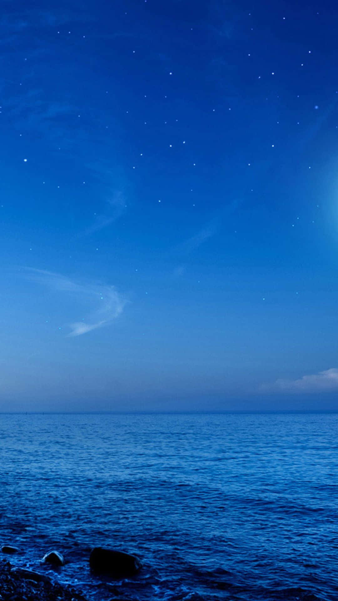 Galaxy S5 Blåt hav med stjernehimmel Wallpapers
