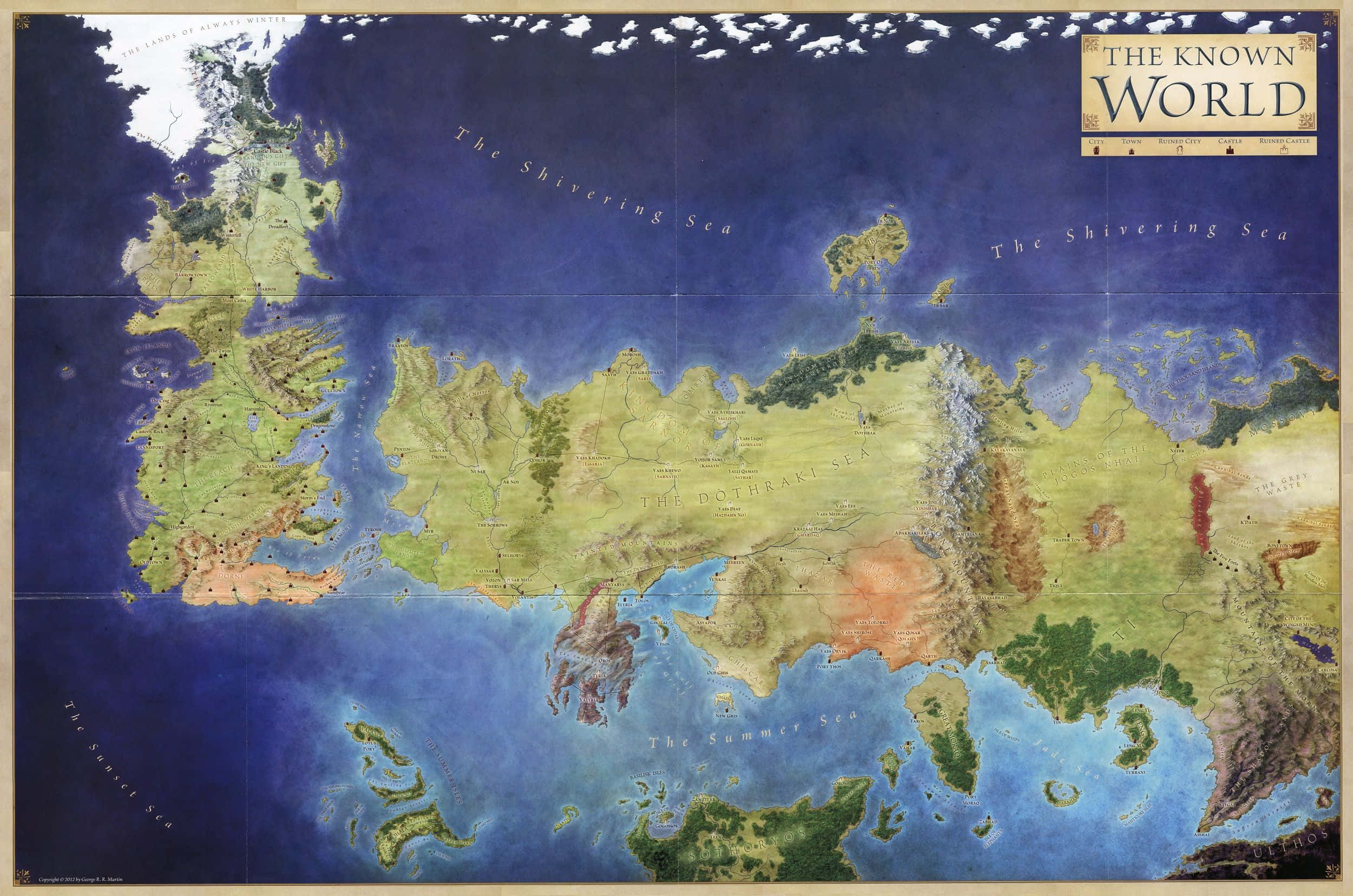Game Of Thrones kort over den kendte verden Wallpapers