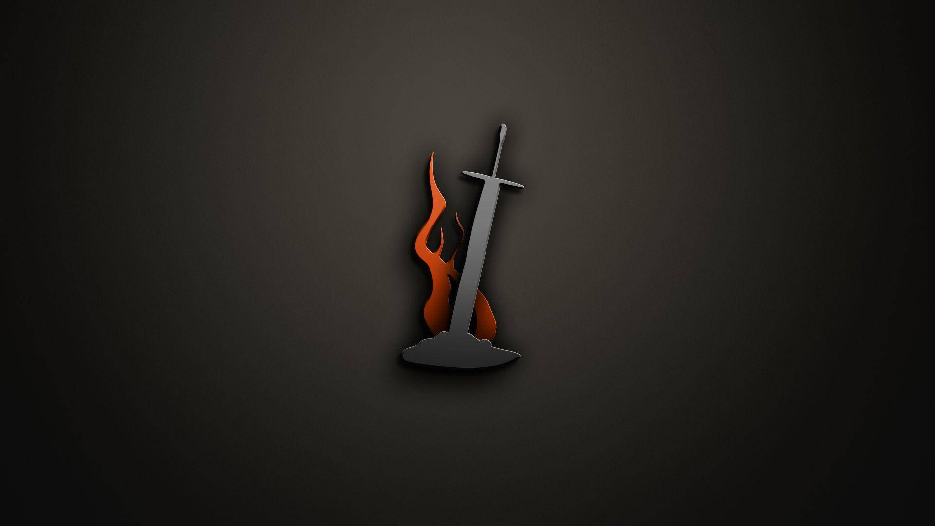Gaming-logo med flammende sværd i sten Wallpapers
