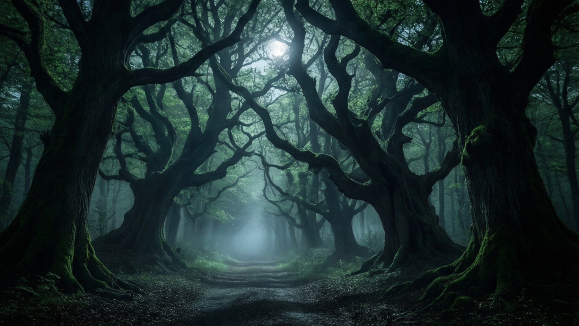 Gamle træer i måneskin Wallpapers