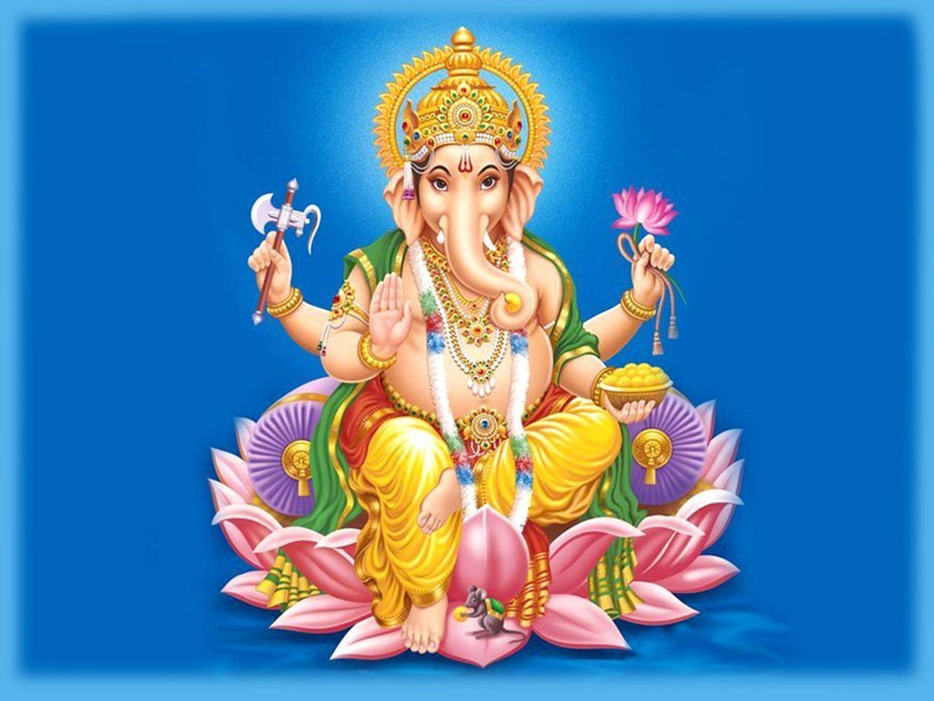 Ganesh skrivebordsbillede med pink lotus trone grafisk kunstværk Wallpapers