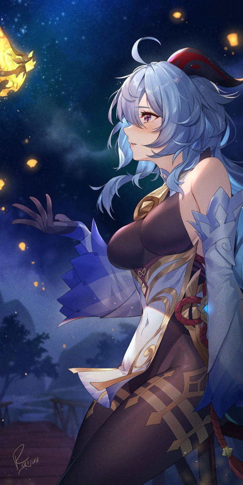 Ganya med Sommerfugl Genshin Impact Telefon Wallpapers