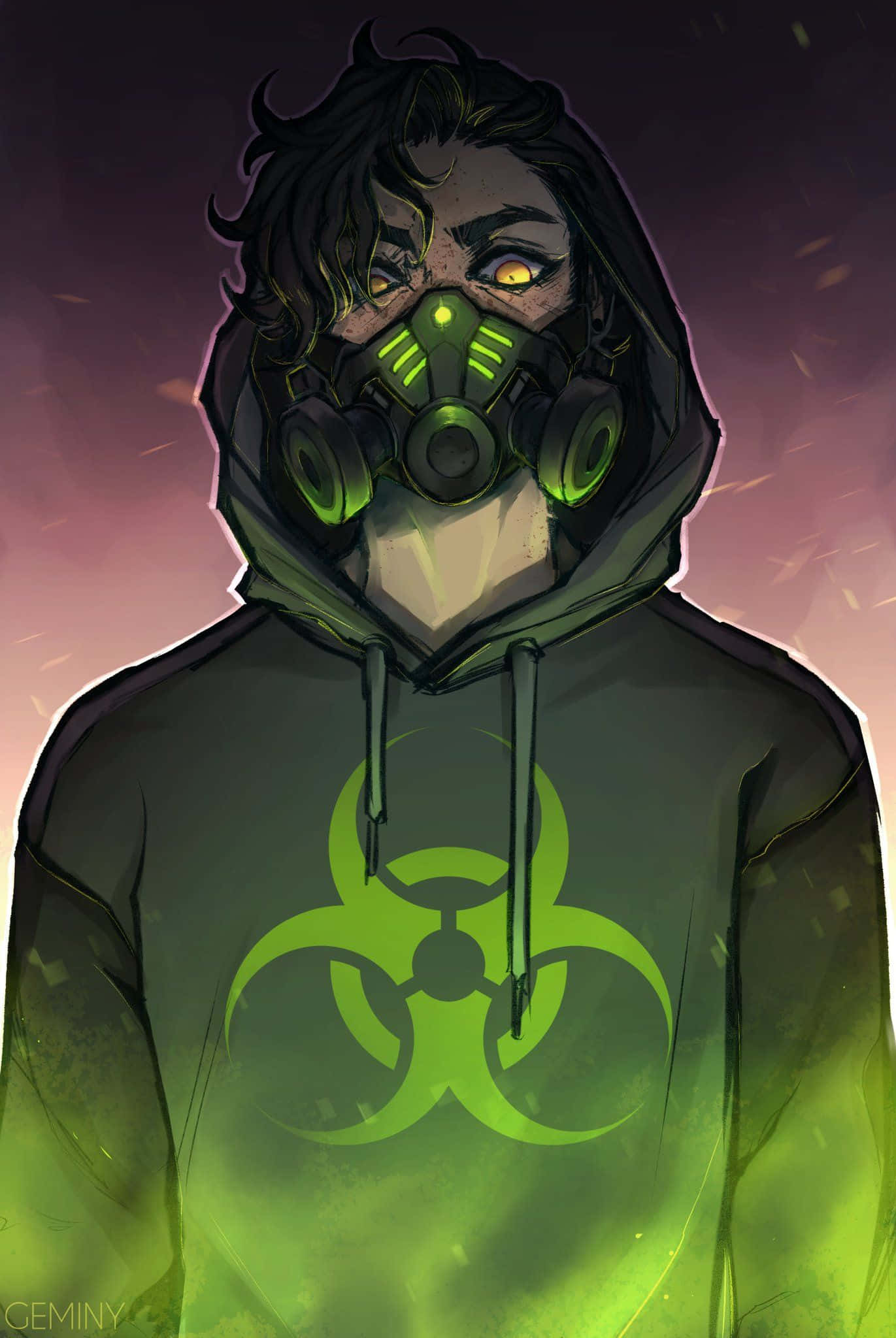 Gasmaske-dreng neongrøn Wallpapers