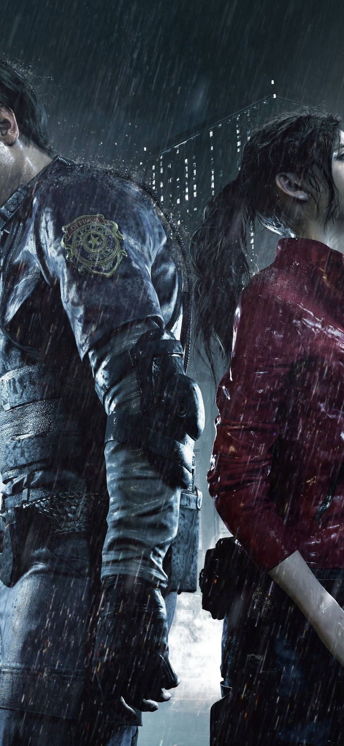Genforenede venner - Leon Kennedy og Claire Redfield i Resident Evil 2 Remake Wallpapers