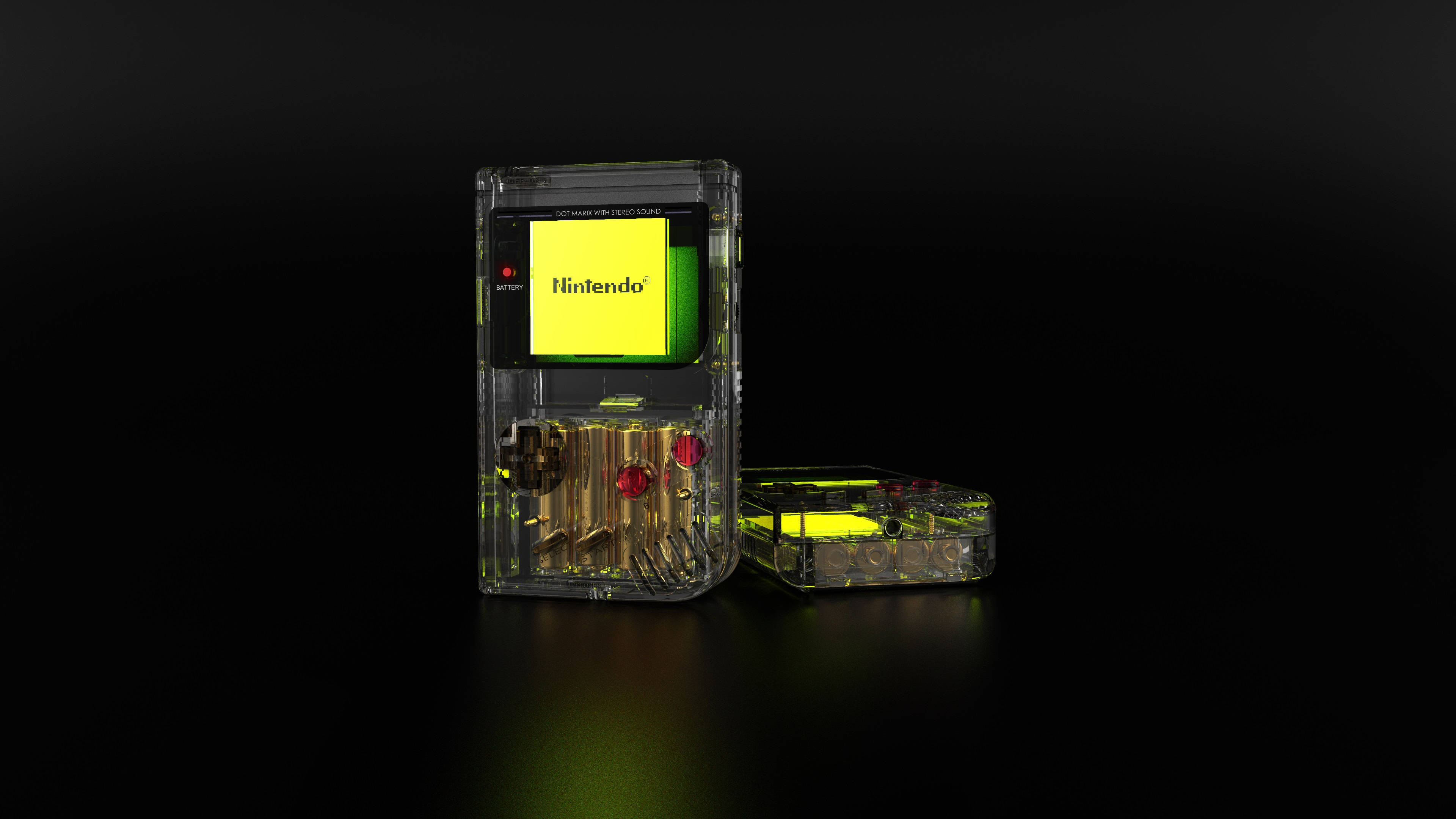 Gennemsigtige Nintendo Game Boy-modeller med grønt skær Wallpapers
