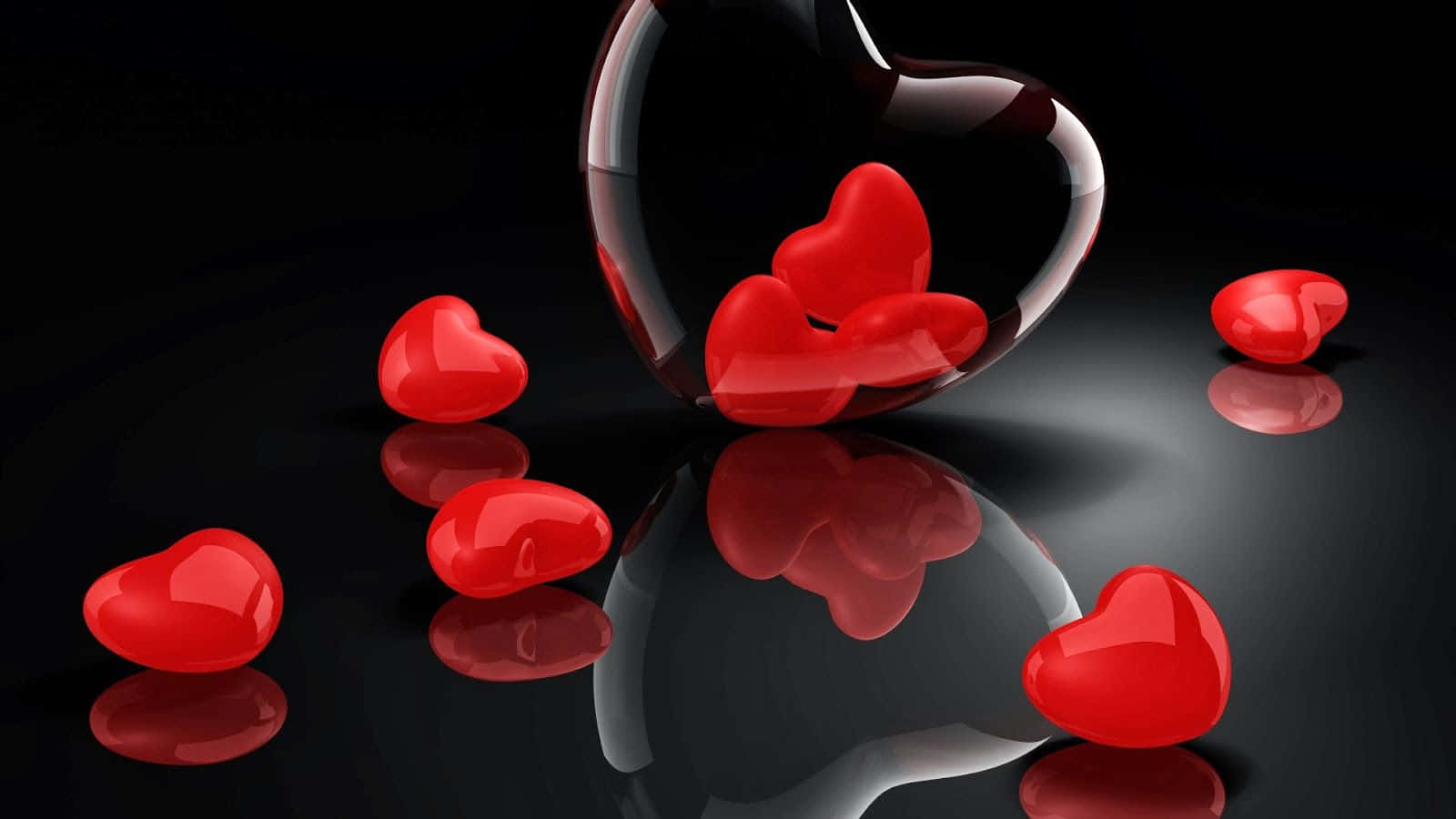 Gennemsigtige og røde hjerter til Valentinsdag baggrund Wallpapers