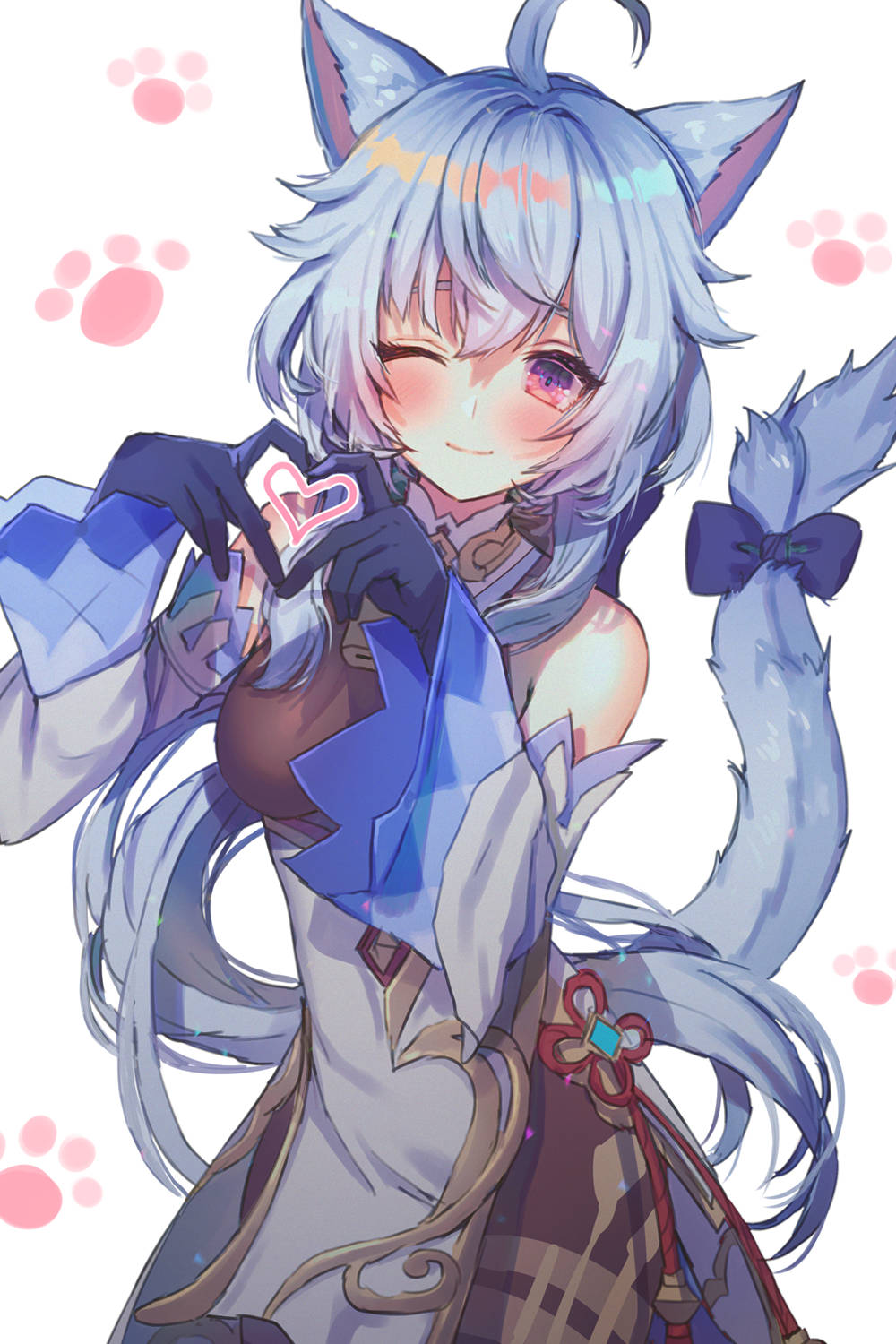 Genshin Impact Ganyu finger heart tegn PFP Wallpapers