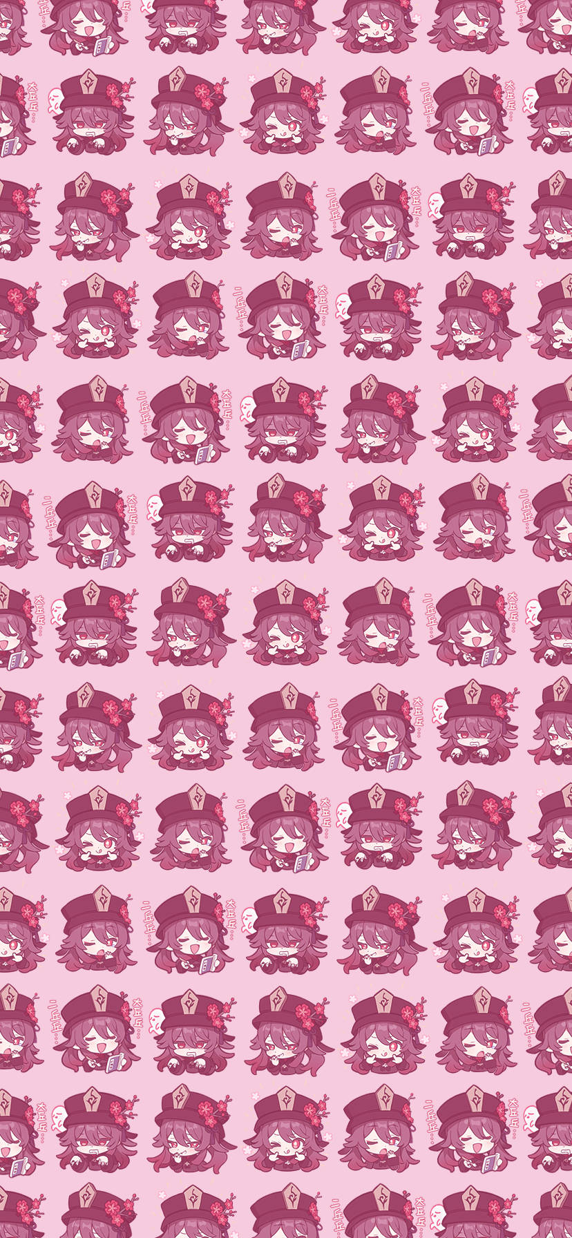 Genshin Impact Hu Tao lyserødt mønster Wallpapers