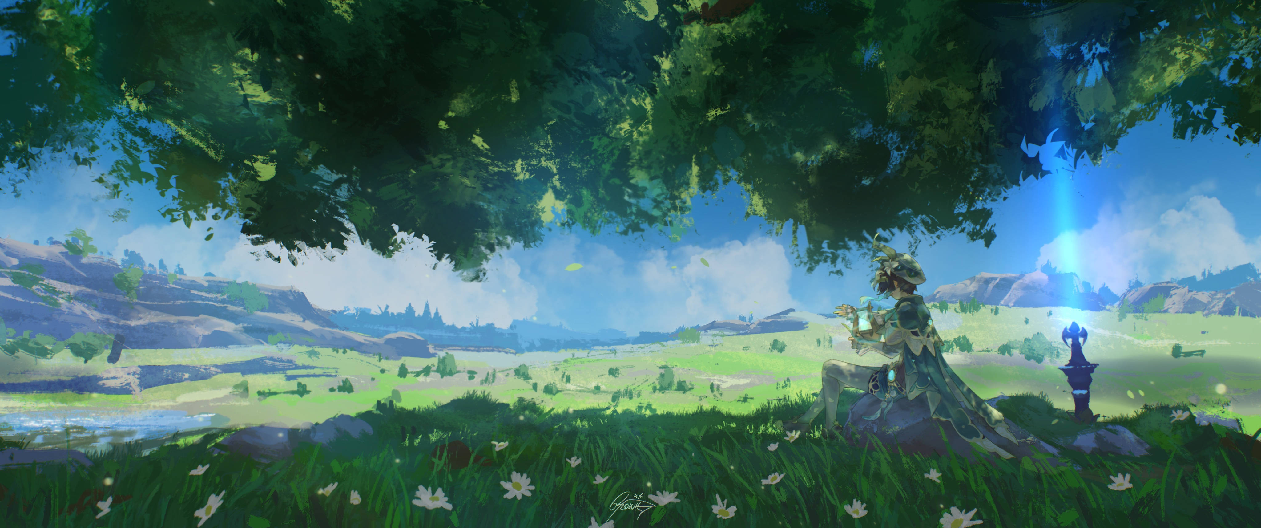 Genshin Venti Under Træerne Wallpapers