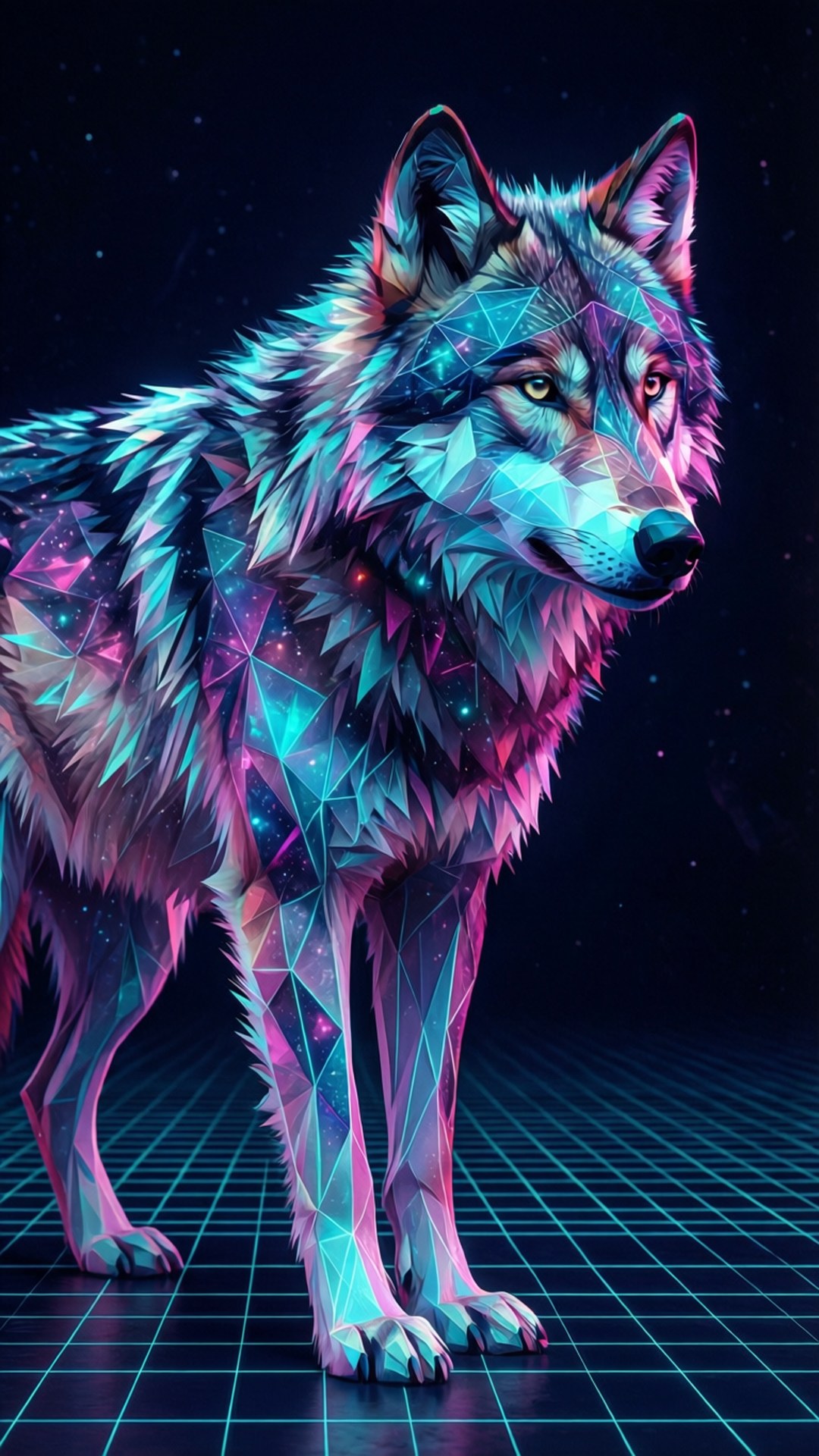 Geometrisk Neonulv Wallpapers