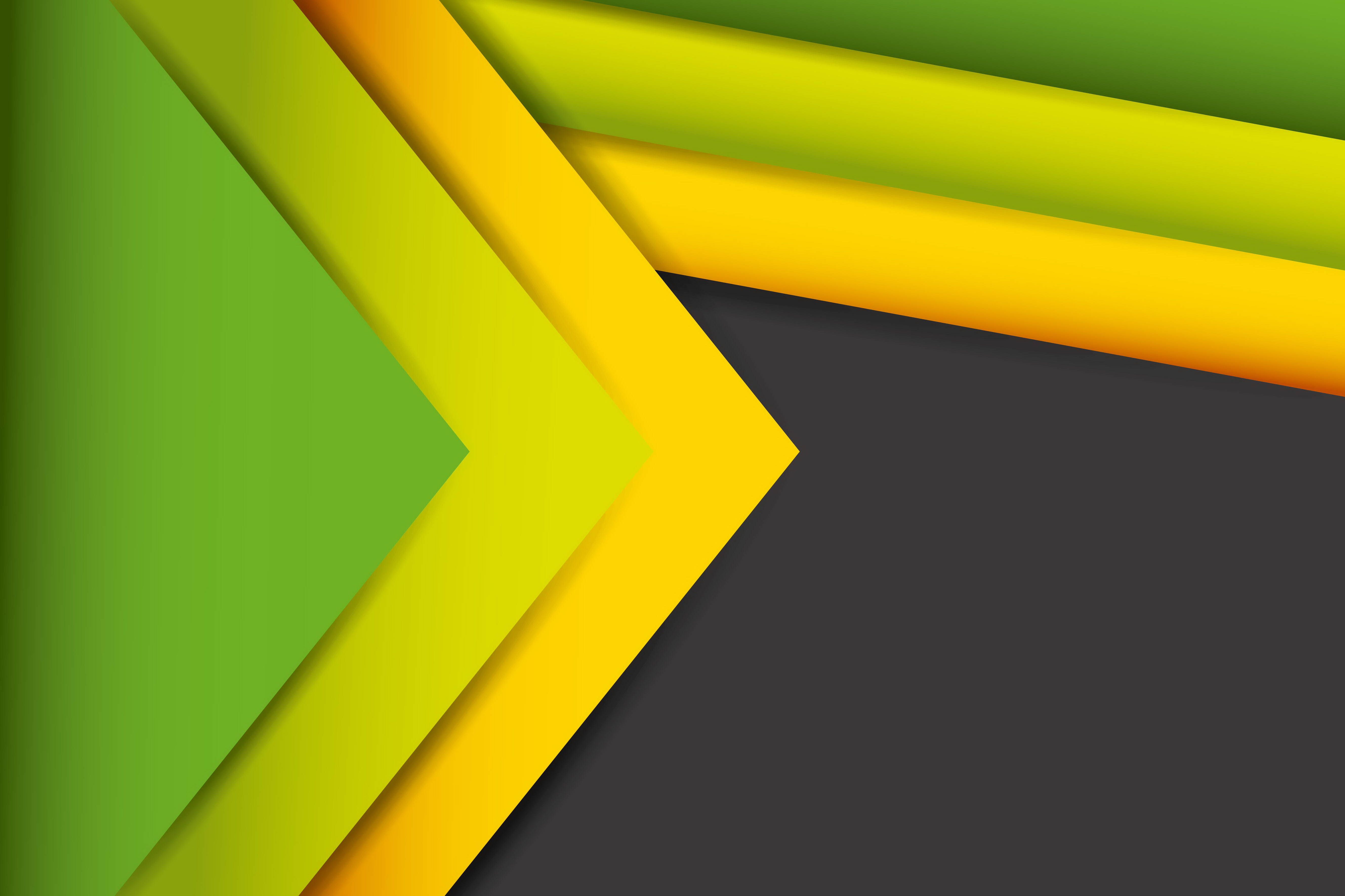 Geometriske gule og grønne trekantmønstre Wallpapers