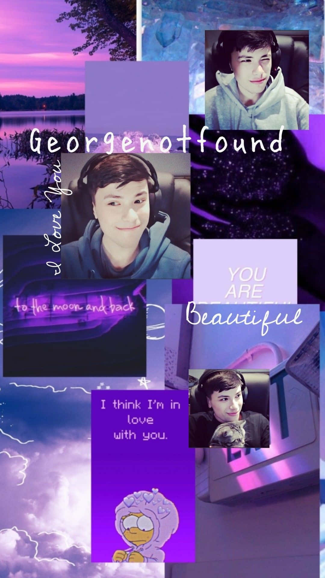 GeorgeNotFound Neon Lilla Fotocollage Wallpapers