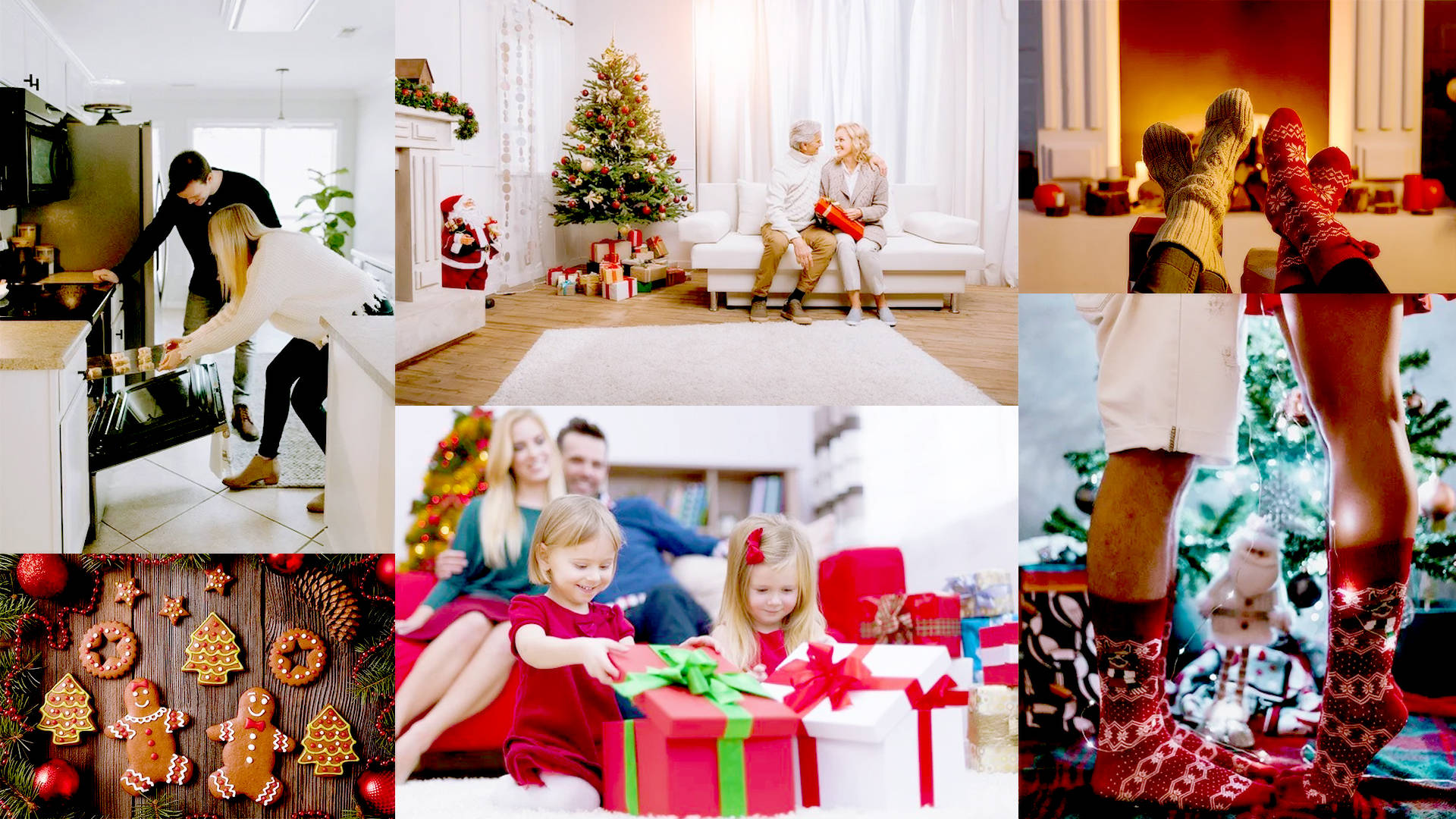 Glad Familie Julekollage Wallpapers