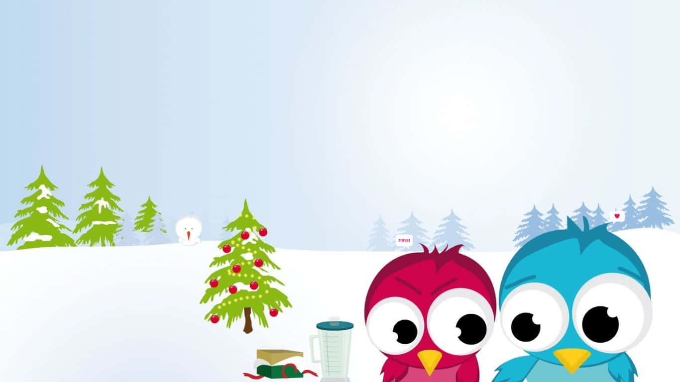 Glad julemand og glade rensdyr fejrer jul Wallpapers
